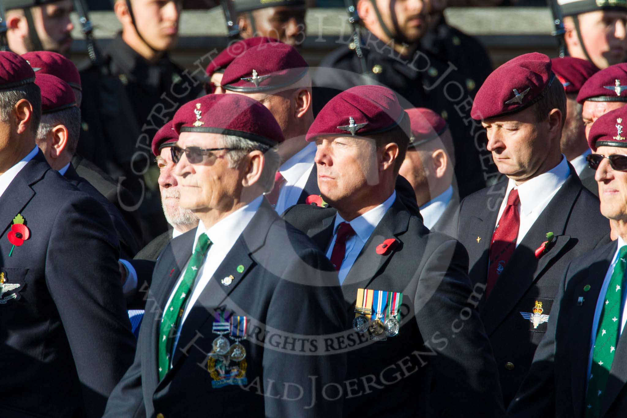 Remembrance Sunday at the Cenotaph in London 2014: Group A10 - Parachute Regimental Association.
Press stand opposite the Foreign Office building, Whitehall, London SW1,
London,
Greater London,
United Kingdom,
on 09 November 2014 at 12:02, image #1233