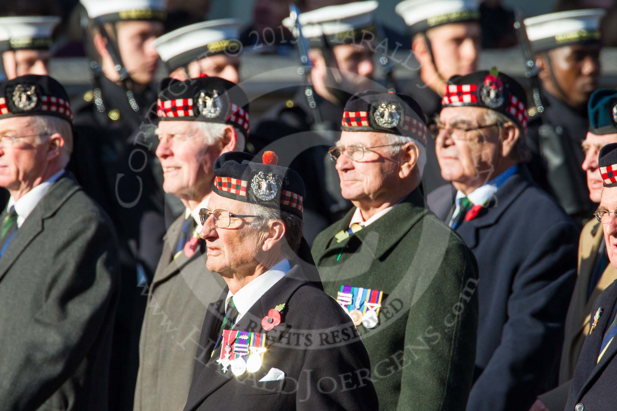 Remembrance Sunday at the Cenotaph in London 2014: Group A14 - Gordon Highlanders Association.
Press stand opposite the Foreign Office building, Whitehall, London SW1,
London,
Greater London,
United Kingdom,
on 09 November 2014 at 12:03, image #1279