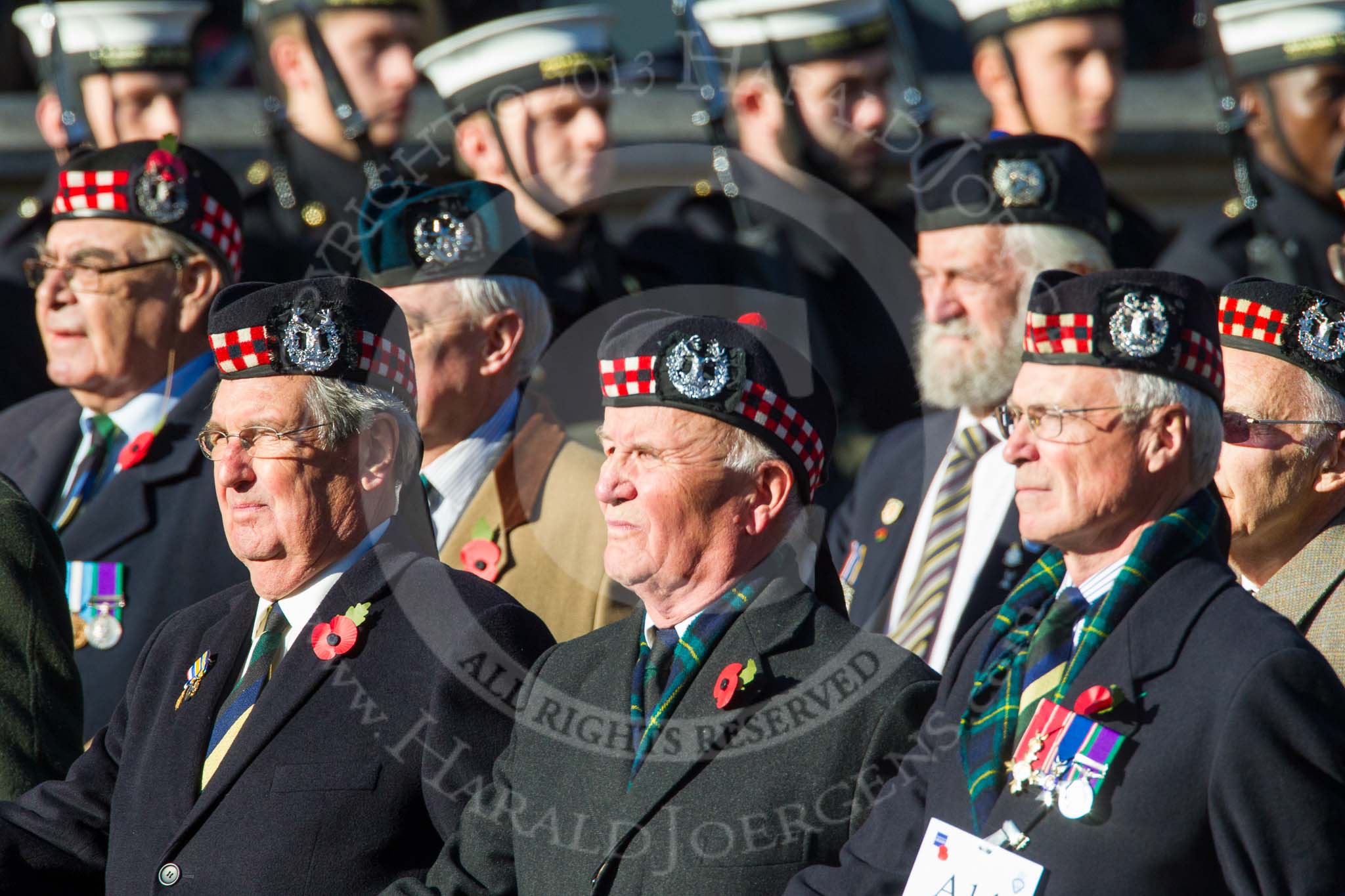Remembrance Sunday at the Cenotaph in London 2014: Group A14 - Gordon Highlanders Association.
Press stand opposite the Foreign Office building, Whitehall, London SW1,
London,
Greater London,
United Kingdom,
on 09 November 2014 at 12:03, image #1282