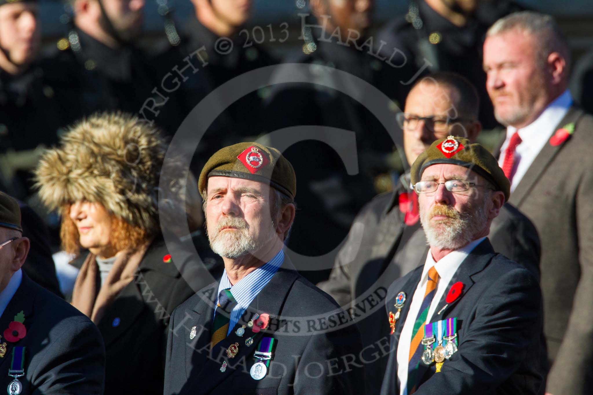 Remembrance Sunday at the Cenotaph in London 2014: Group A34 - The Duke of Lancaster's Regimental Association.
Press stand opposite the Foreign Office building, Whitehall, London SW1,
London,
Greater London,
United Kingdom,
on 09 November 2014 at 12:05, image #1439