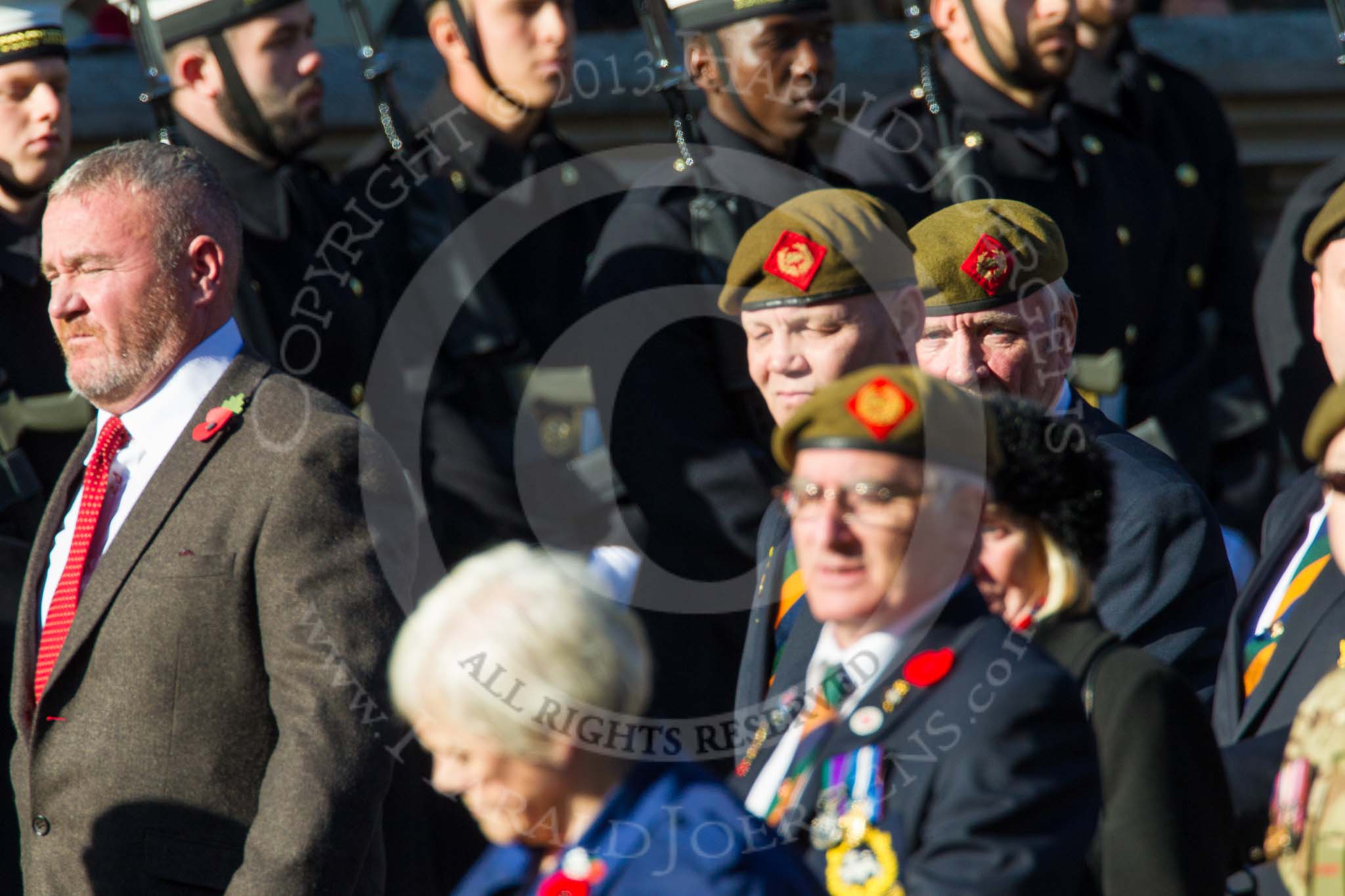 Remembrance Sunday at the Cenotaph in London 2014: Group A34 - The Duke of Lancaster's Regimental Association.
Press stand opposite the Foreign Office building, Whitehall, London SW1,
London,
Greater London,
United Kingdom,
on 09 November 2014 at 12:05, image #1441