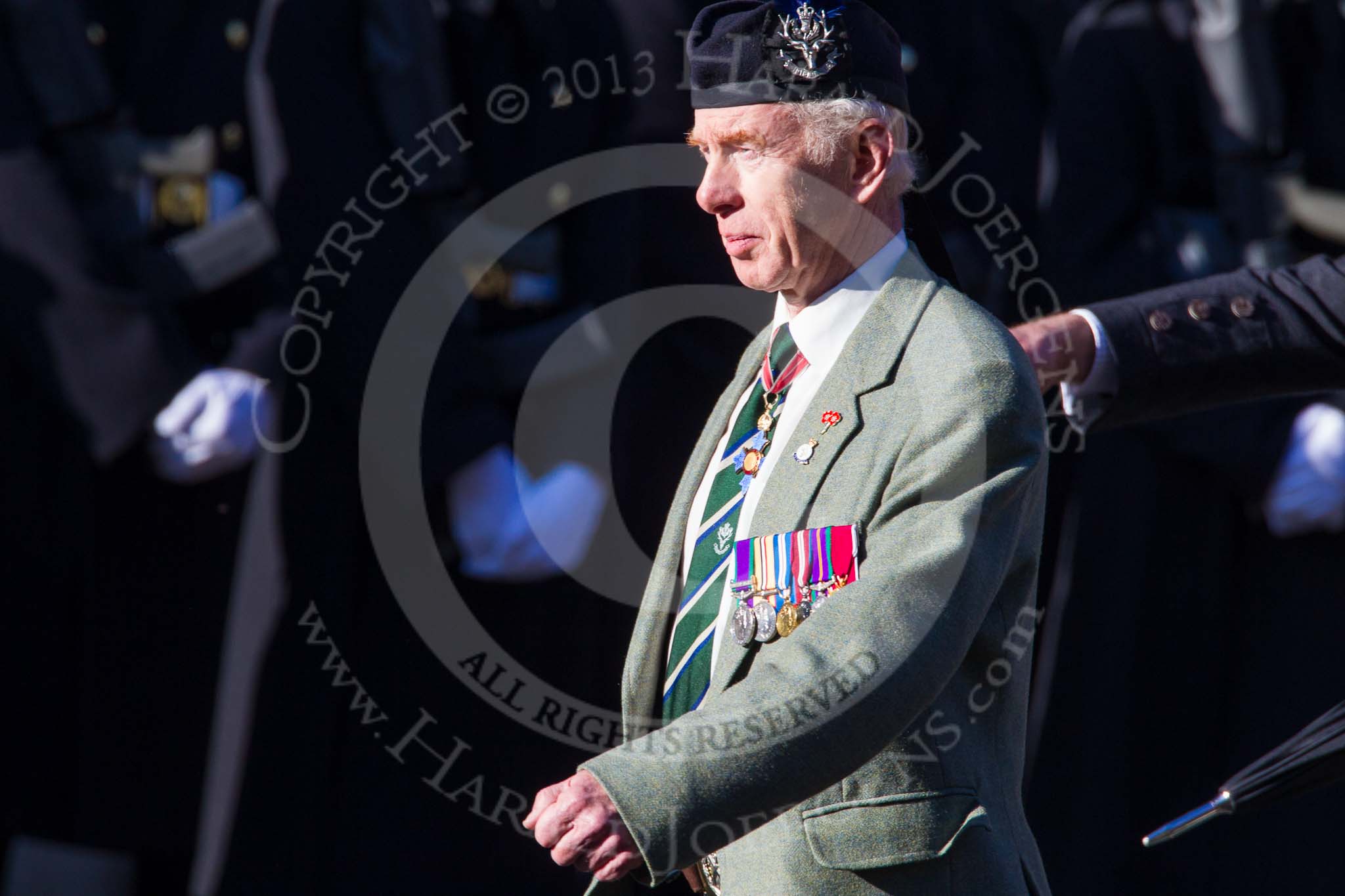 Remembrance Sunday at the Cenotaph in London 2014: Group A35 - Queen's Own Highlanders Regimental Association.
Press stand opposite the Foreign Office building, Whitehall, London SW1,
London,
Greater London,
United Kingdom,
on 09 November 2014 at 12:06, image #1450