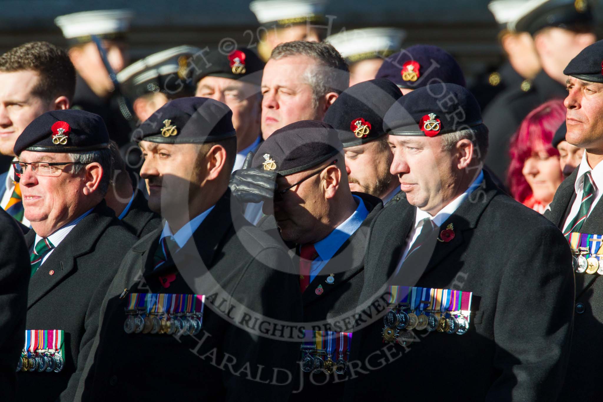Remembrance Sunday at the Cenotaph in London 2014: Group A36 - The Staffordshire Regiment.
Press stand opposite the Foreign Office building, Whitehall, London SW1,
London,
Greater London,
United Kingdom,
on 09 November 2014 at 12:06, image #1475