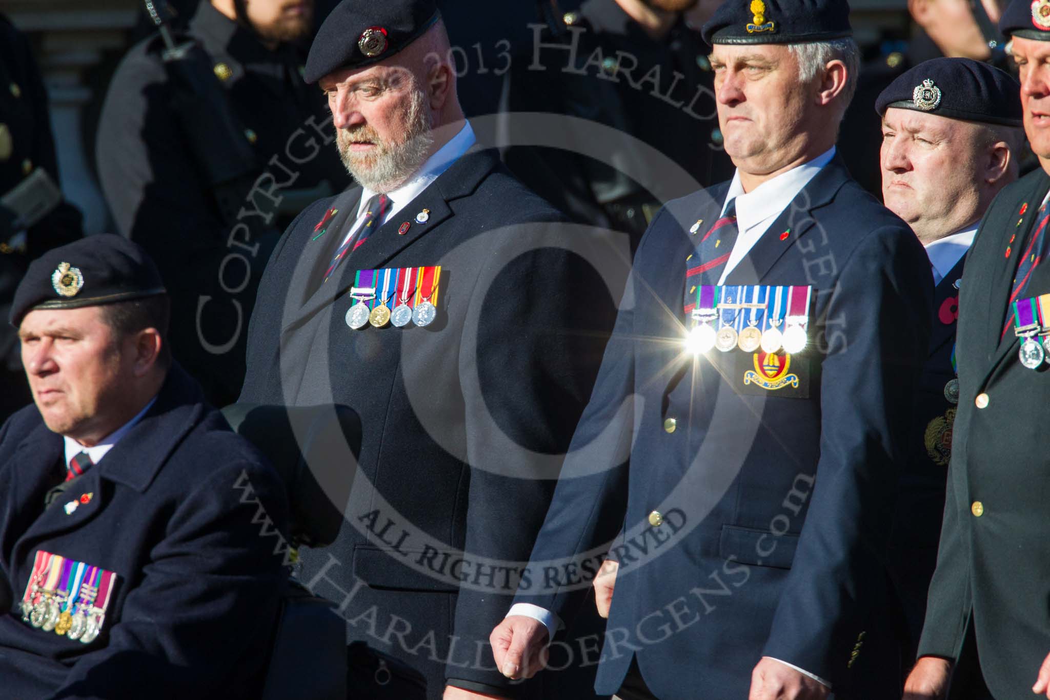 Remembrance Sunday at the Cenotaph in London 2014: Group B9 - Royal Engineers Bomb Disposal Association.
Press stand opposite the Foreign Office building, Whitehall, London SW1,
London,
Greater London,
United Kingdom,
on 09 November 2014 at 12:08, image #1575