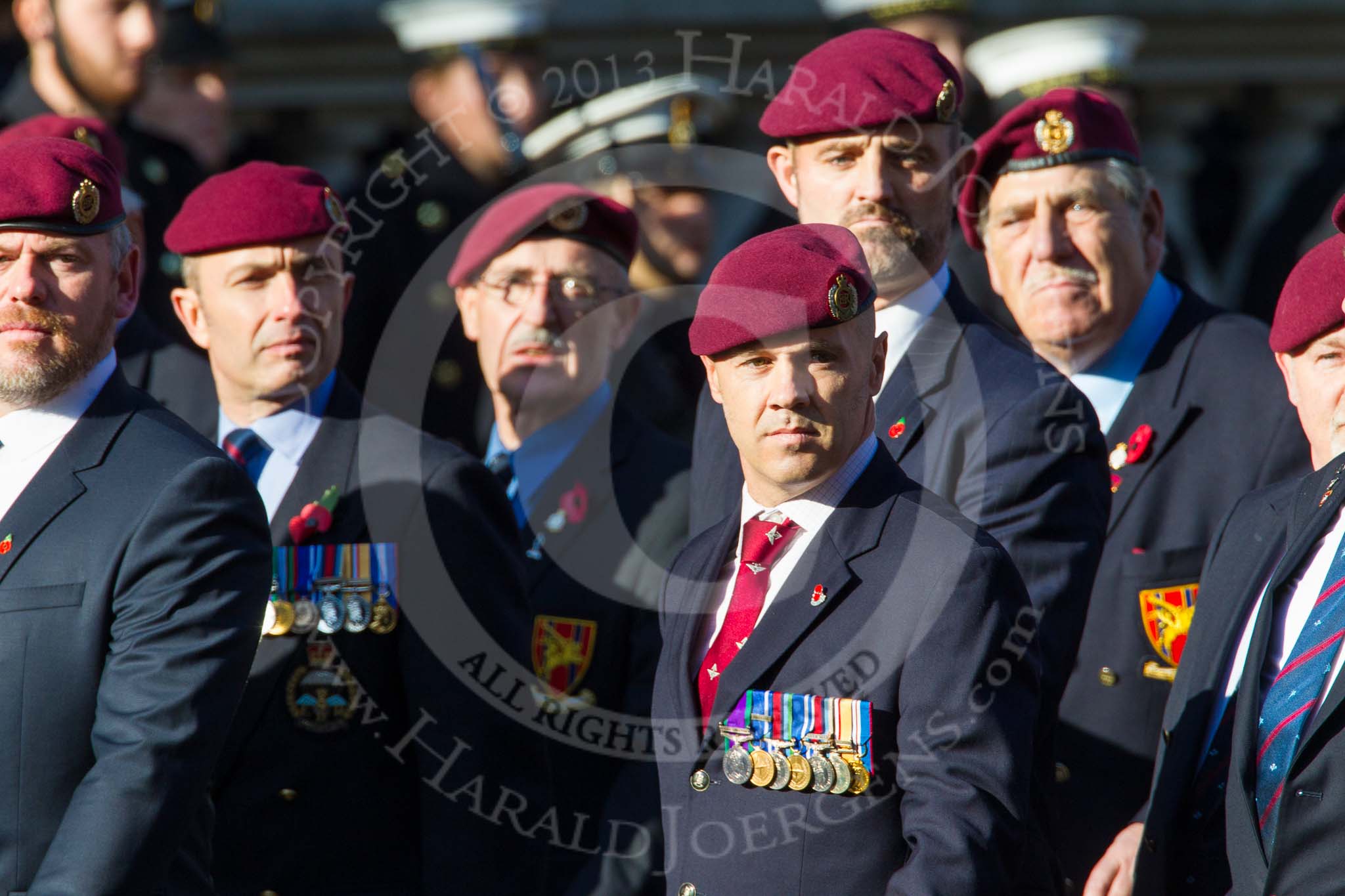 Remembrance Sunday at the Cenotaph in London 2014: Group B10 - Airborne Engineers Association.
Press stand opposite the Foreign Office building, Whitehall, London SW1,
London,
Greater London,
United Kingdom,
on 09 November 2014 at 12:08, image #1597