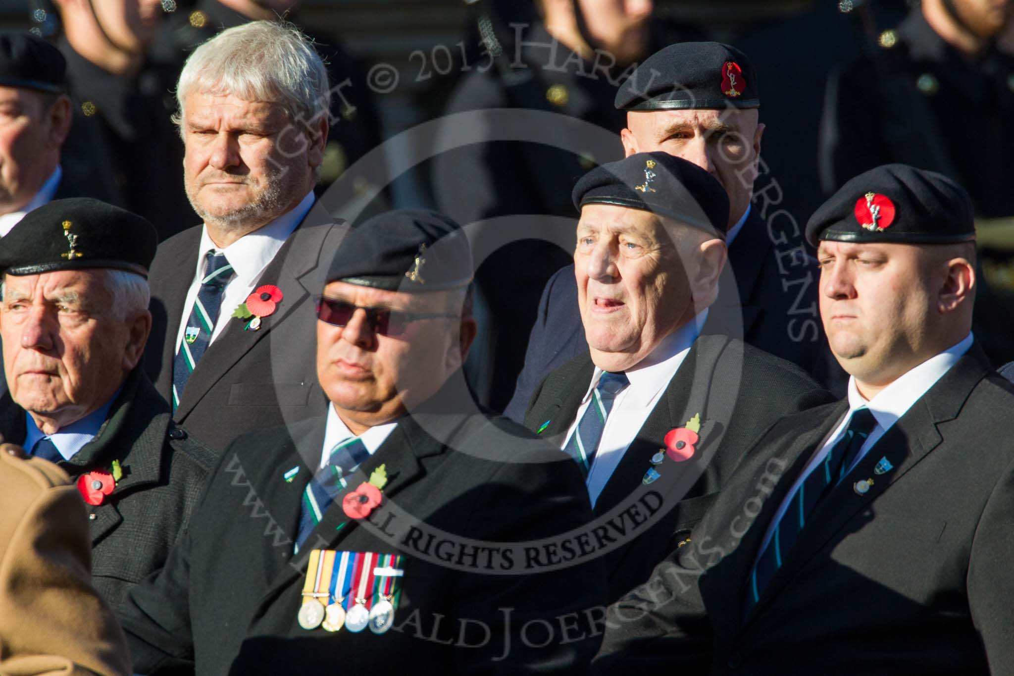 Remembrance Sunday at the Cenotaph in London 2014: Group B11 - Royal Signals Association.
Press stand opposite the Foreign Office building, Whitehall, London SW1,
London,
Greater London,
United Kingdom,
on 09 November 2014 at 12:08, image #1617