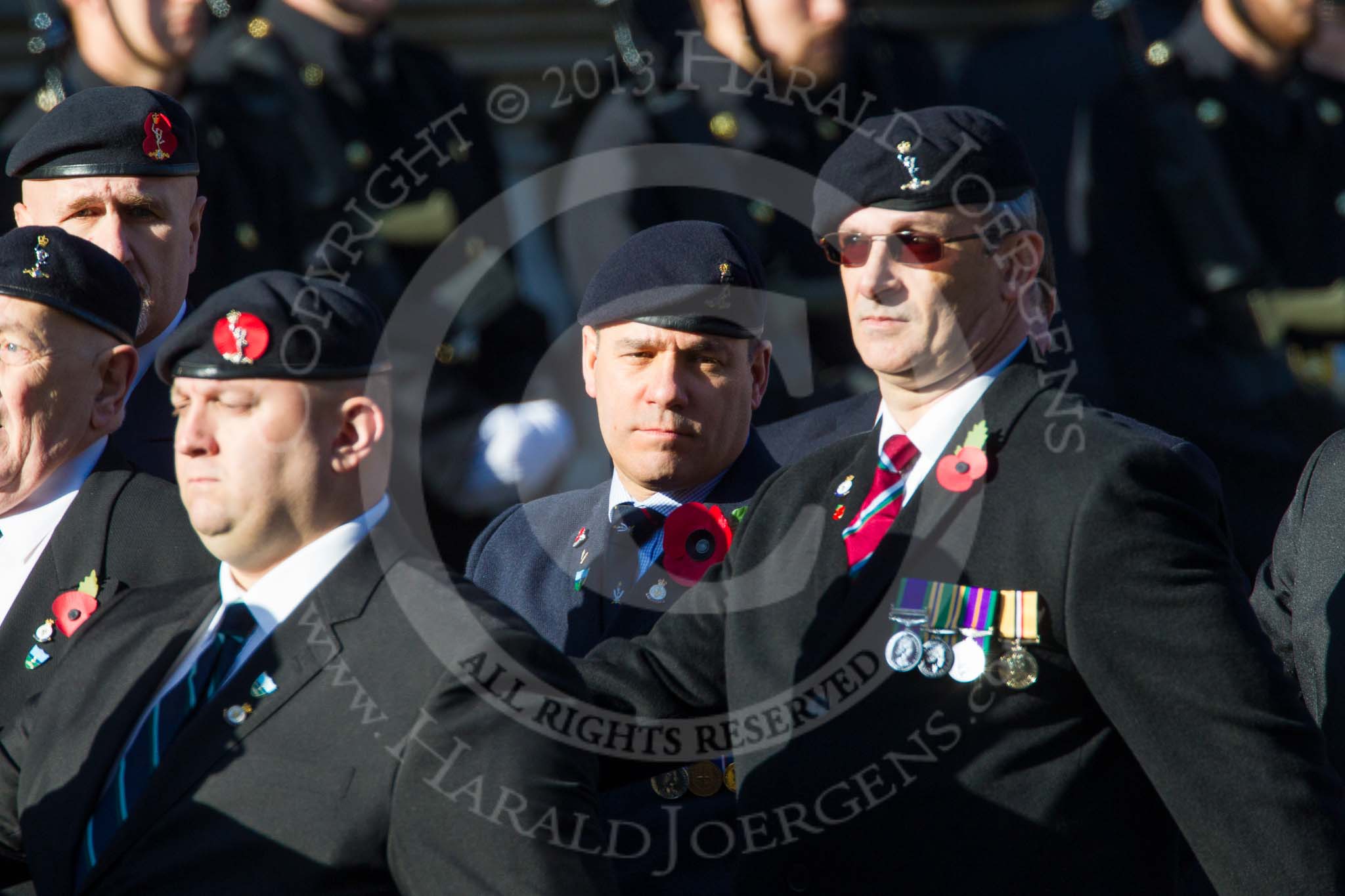 Remembrance Sunday at the Cenotaph in London 2014: Group B11 - Royal Signals Association.
Press stand opposite the Foreign Office building, Whitehall, London SW1,
London,
Greater London,
United Kingdom,
on 09 November 2014 at 12:08, image #1619