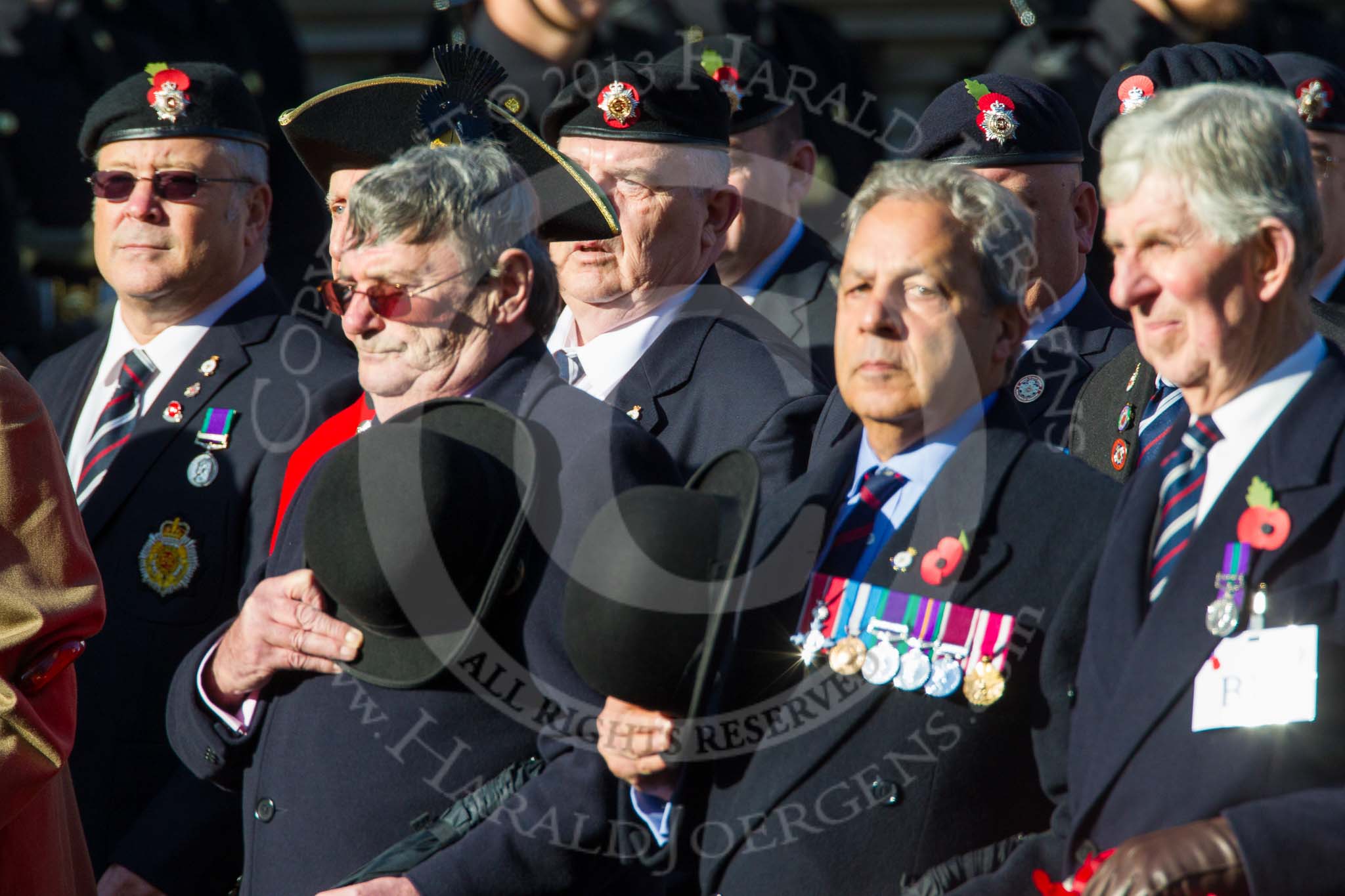 Remembrance Sunday at the Cenotaph in London 2014: Group B13 - Royal Army Service Corps & Royal Corps of Transport Association.
Press stand opposite the Foreign Office building, Whitehall, London SW1,
London,
Greater London,
United Kingdom,
on 09 November 2014 at 12:09, image #1643