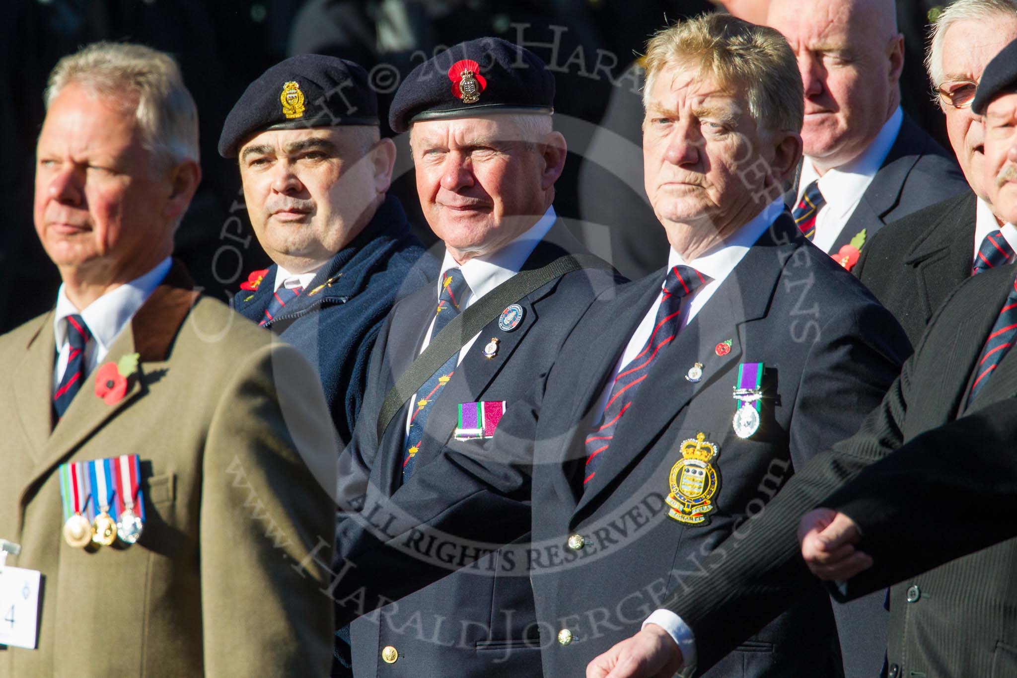 Remembrance Sunday at the Cenotaph in London 2014: Group B14 - RAOC Association.
Press stand opposite the Foreign Office building, Whitehall, London SW1,
London,
Greater London,
United Kingdom,
on 09 November 2014 at 12:09, image #1654