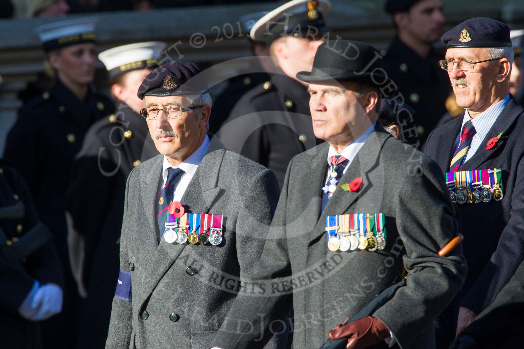 Remembrance Sunday at the Cenotaph in London 2014: Group B18 - Royal Army Medical Corps Association.
Press stand opposite the Foreign Office building, Whitehall, London SW1,
London,
Greater London,
United Kingdom,
on 09 November 2014 at 12:10, image #1705