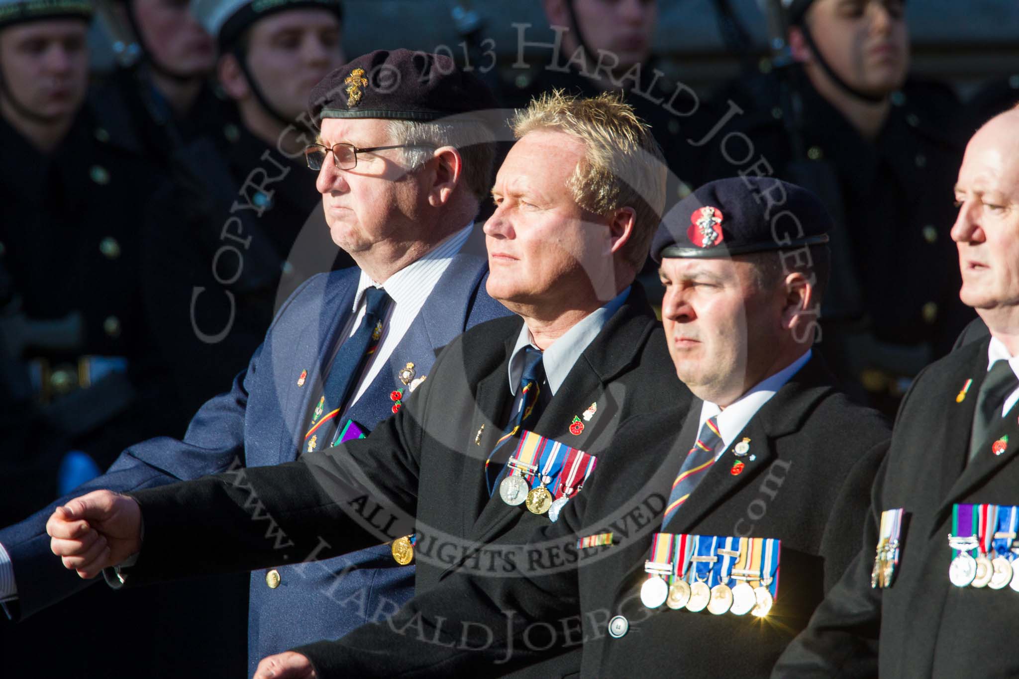 Remembrance Sunday at the Cenotaph in London 2014: Group B19 - Royal Electrical & Mechanical Engineers Association.
Press stand opposite the Foreign Office building, Whitehall, London SW1,
London,
Greater London,
United Kingdom,
on 09 November 2014 at 12:10, image #1715