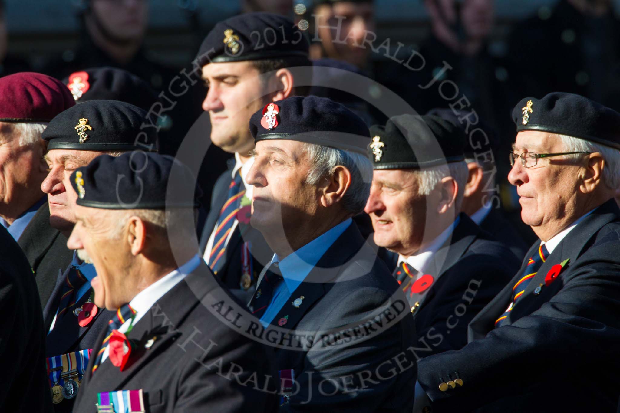 Remembrance Sunday at the Cenotaph in London 2014: Group B19 - Royal Electrical & Mechanical Engineers Association.
Press stand opposite the Foreign Office building, Whitehall, London SW1,
London,
Greater London,
United Kingdom,
on 09 November 2014 at 12:10, image #1721