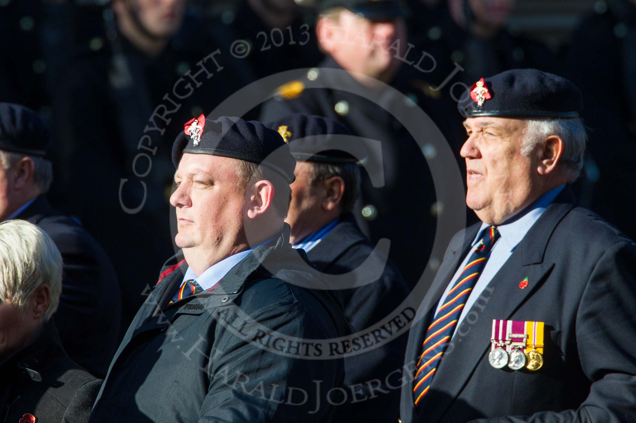 Remembrance Sunday at the Cenotaph in London 2014: Group B19 - Royal Electrical & Mechanical Engineers Association.
Press stand opposite the Foreign Office building, Whitehall, London SW1,
London,
Greater London,
United Kingdom,
on 09 November 2014 at 12:10, image #1727