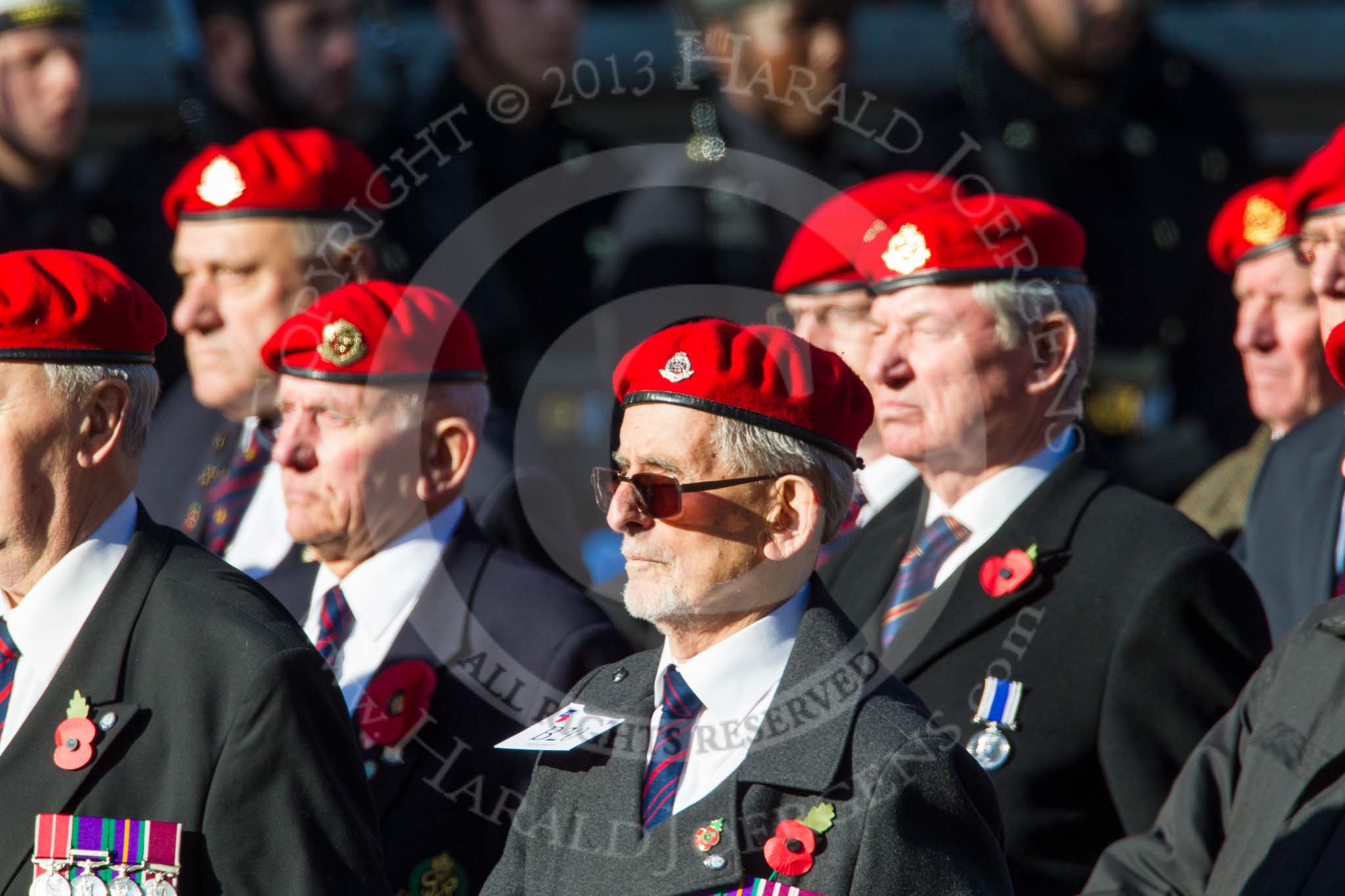 Remembrance Sunday at the Cenotaph in London 2014: Group B20 - Royal Military Police Association.
Press stand opposite the Foreign Office building, Whitehall, London SW1,
London,
Greater London,
United Kingdom,
on 09 November 2014 at 12:11, image #1739