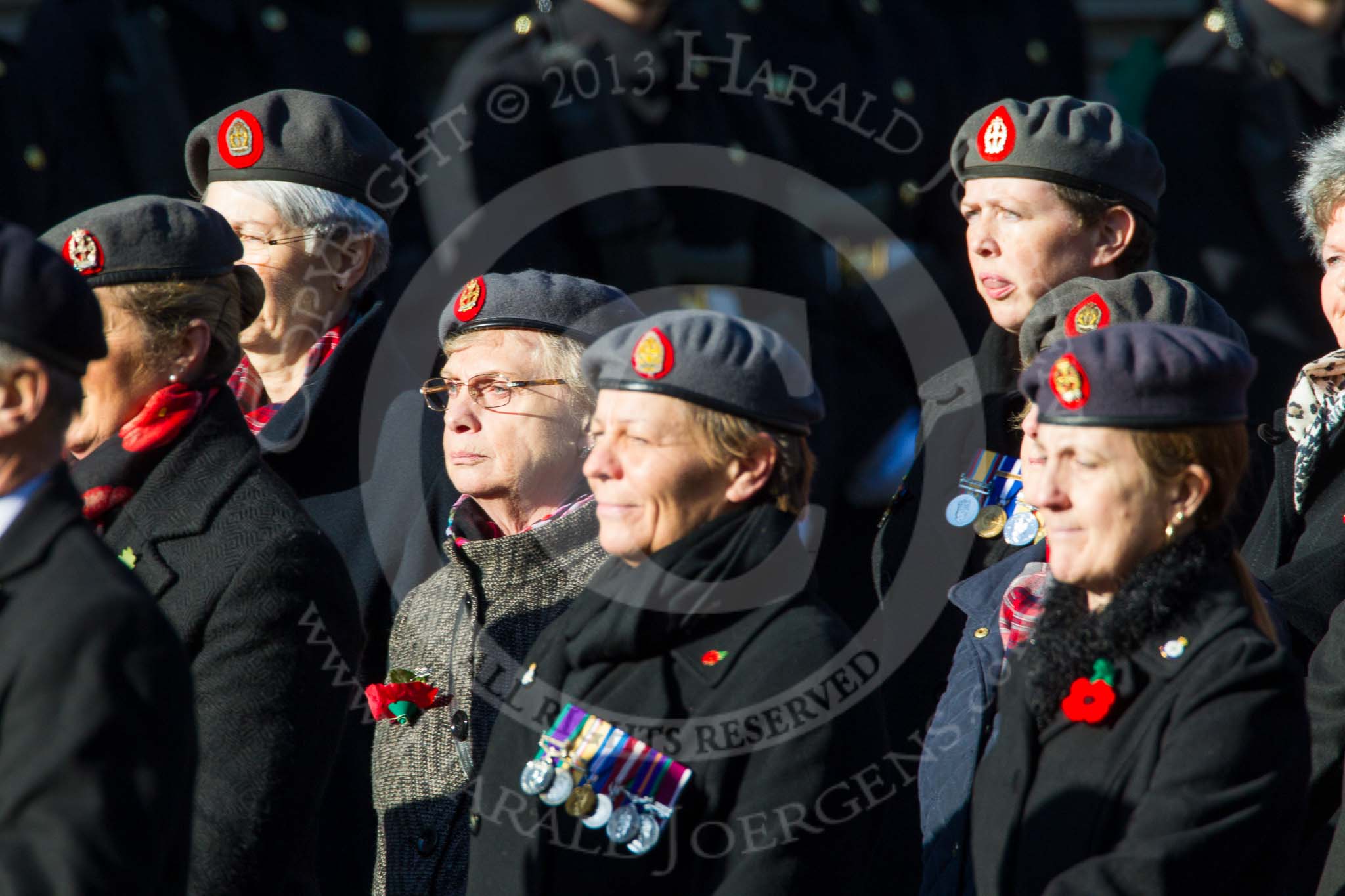 Remembrance Sunday at the Cenotaph in London 2014: Group B25 - Queen Alexandra's Royal Army Nursing Corps Association.
Press stand opposite the Foreign Office building, Whitehall, London SW1,
London,
Greater London,
United Kingdom,
on 09 November 2014 at 12:11, image #1787