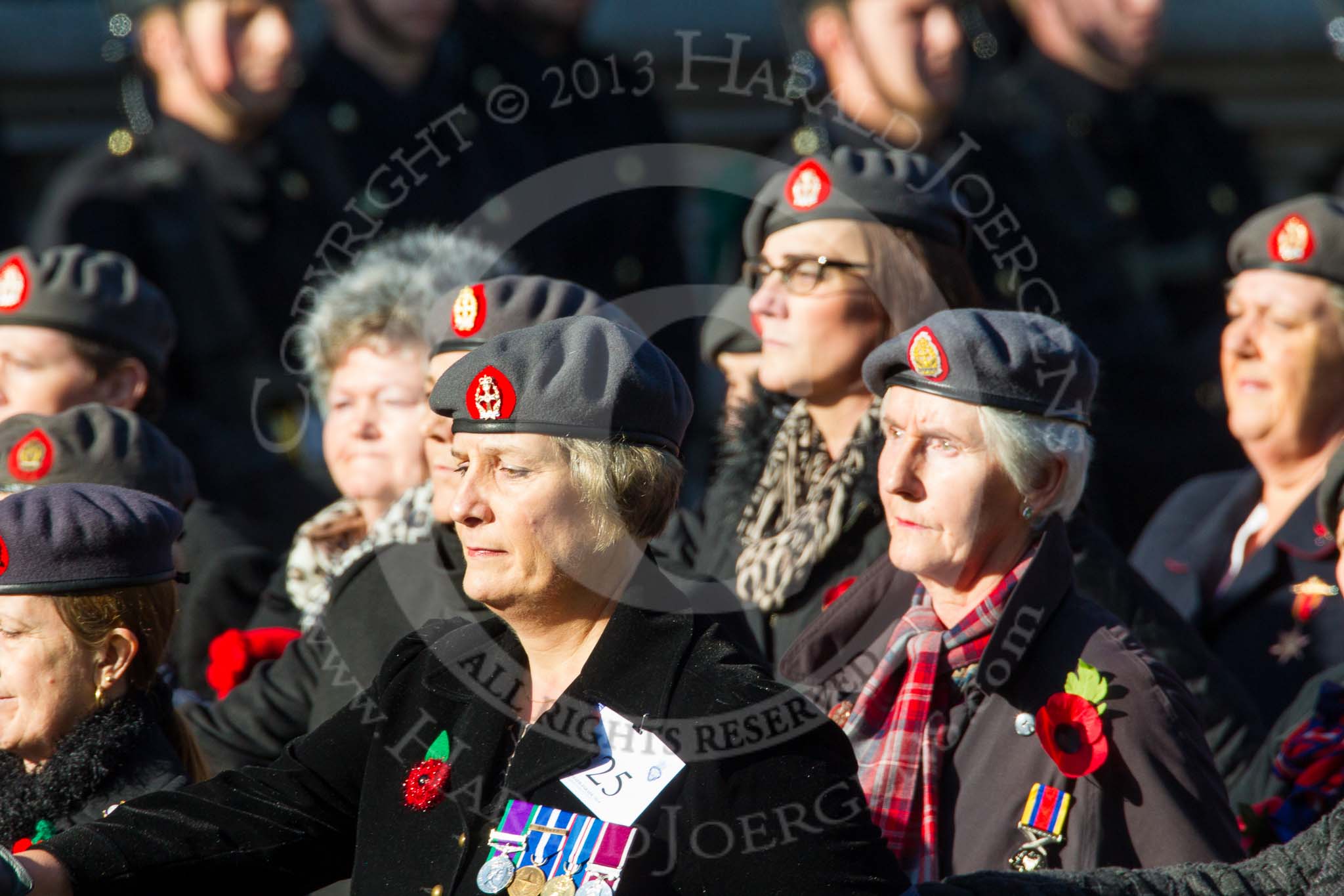Remembrance Sunday at the Cenotaph in London 2014: Group B25 - Queen Alexandra's Royal Army Nursing Corps Association.
Press stand opposite the Foreign Office building, Whitehall, London SW1,
London,
Greater London,
United Kingdom,
on 09 November 2014 at 12:11, image #1788