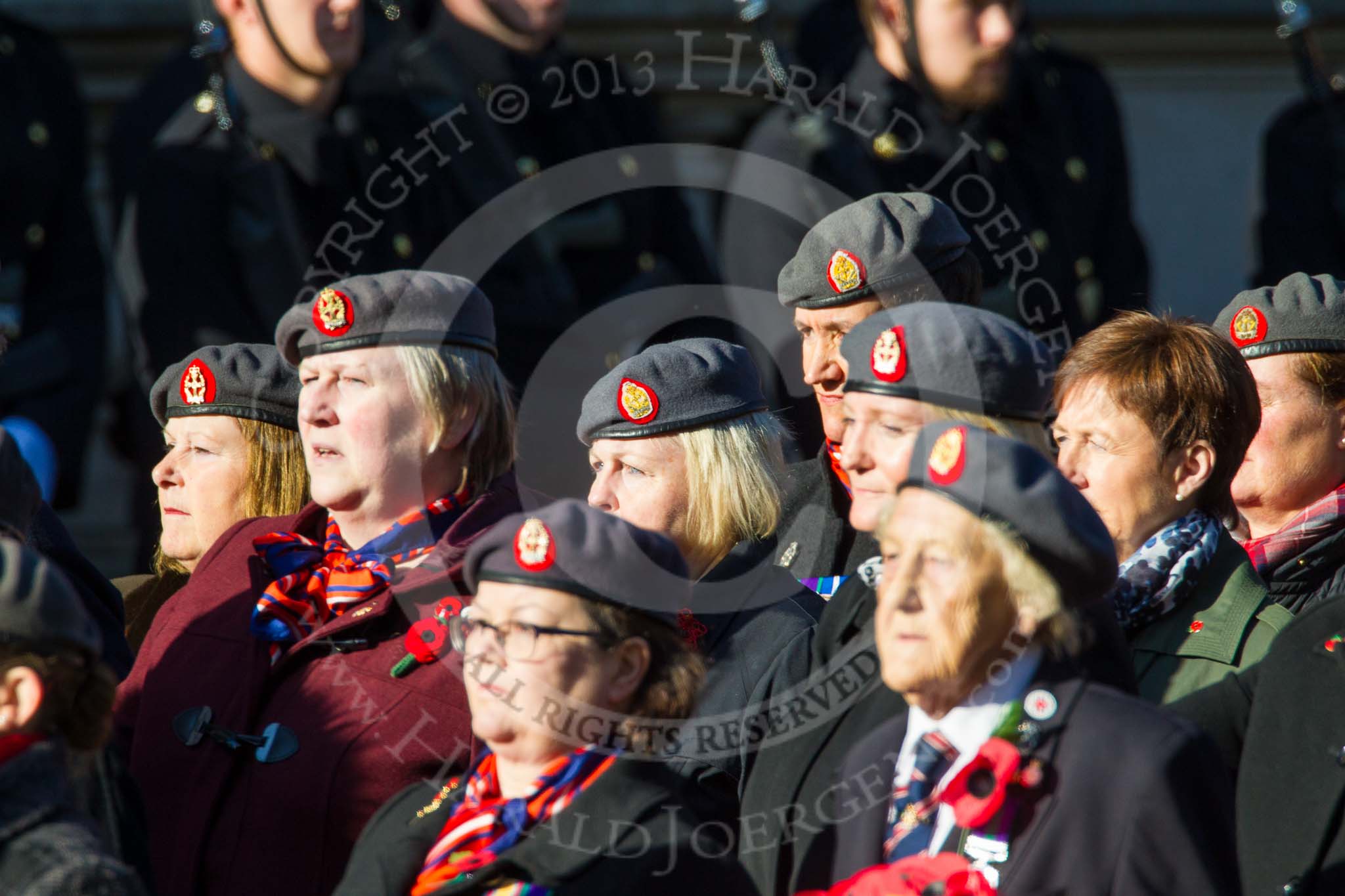 Remembrance Sunday at the Cenotaph in London 2014: Group B25 - Queen Alexandra's Royal Army Nursing Corps Association.
Press stand opposite the Foreign Office building, Whitehall, London SW1,
London,
Greater London,
United Kingdom,
on 09 November 2014 at 12:11, image #1790