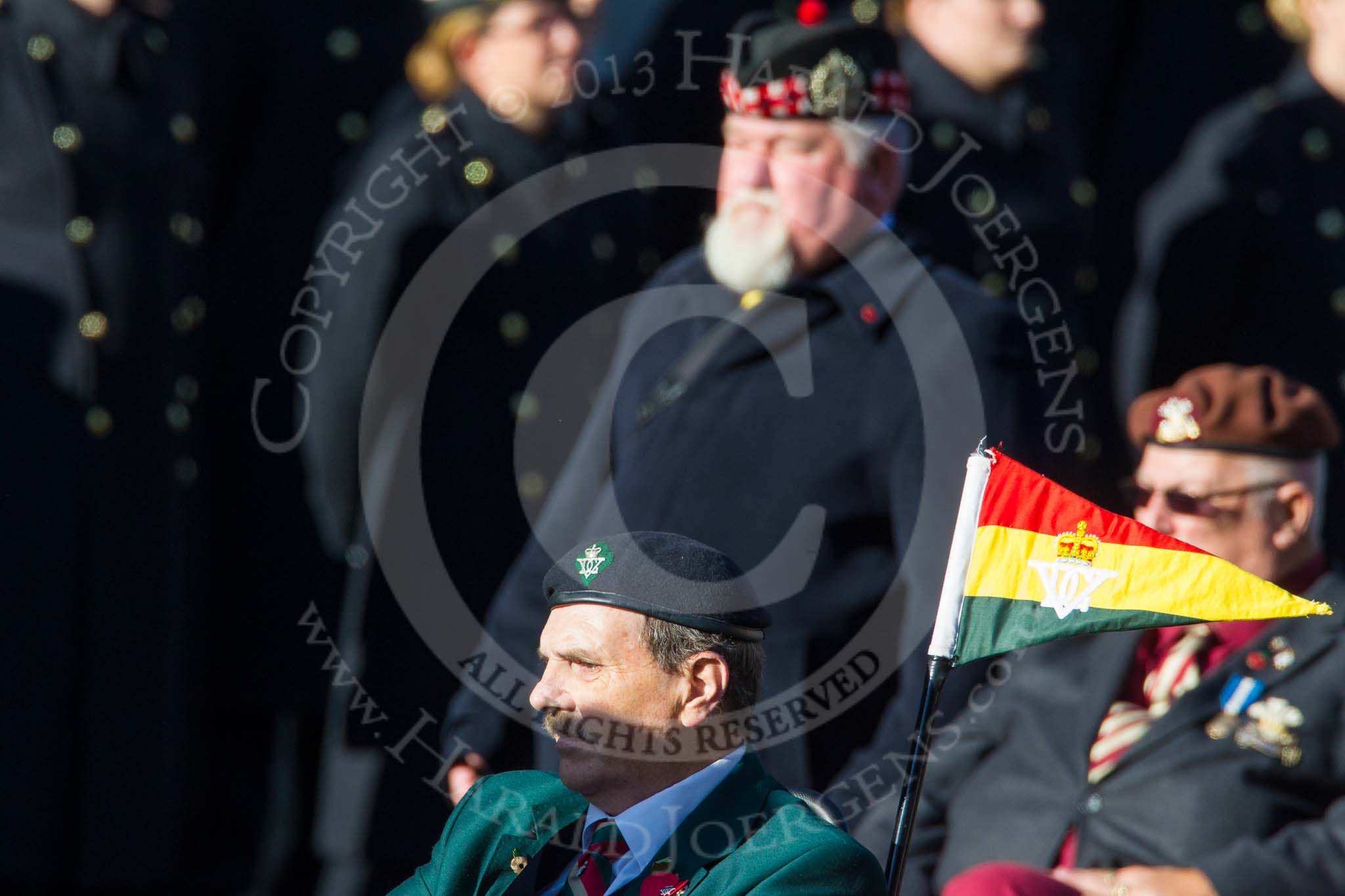 Remembrance Sunday at the Cenotaph in London 2014: Group B28 - Queen's Royal Hussars (The Queen's Own & Royal Irish).
Press stand opposite the Foreign Office building, Whitehall, London SW1,
London,
Greater London,
United Kingdom,
on 09 November 2014 at 12:12, image #1827