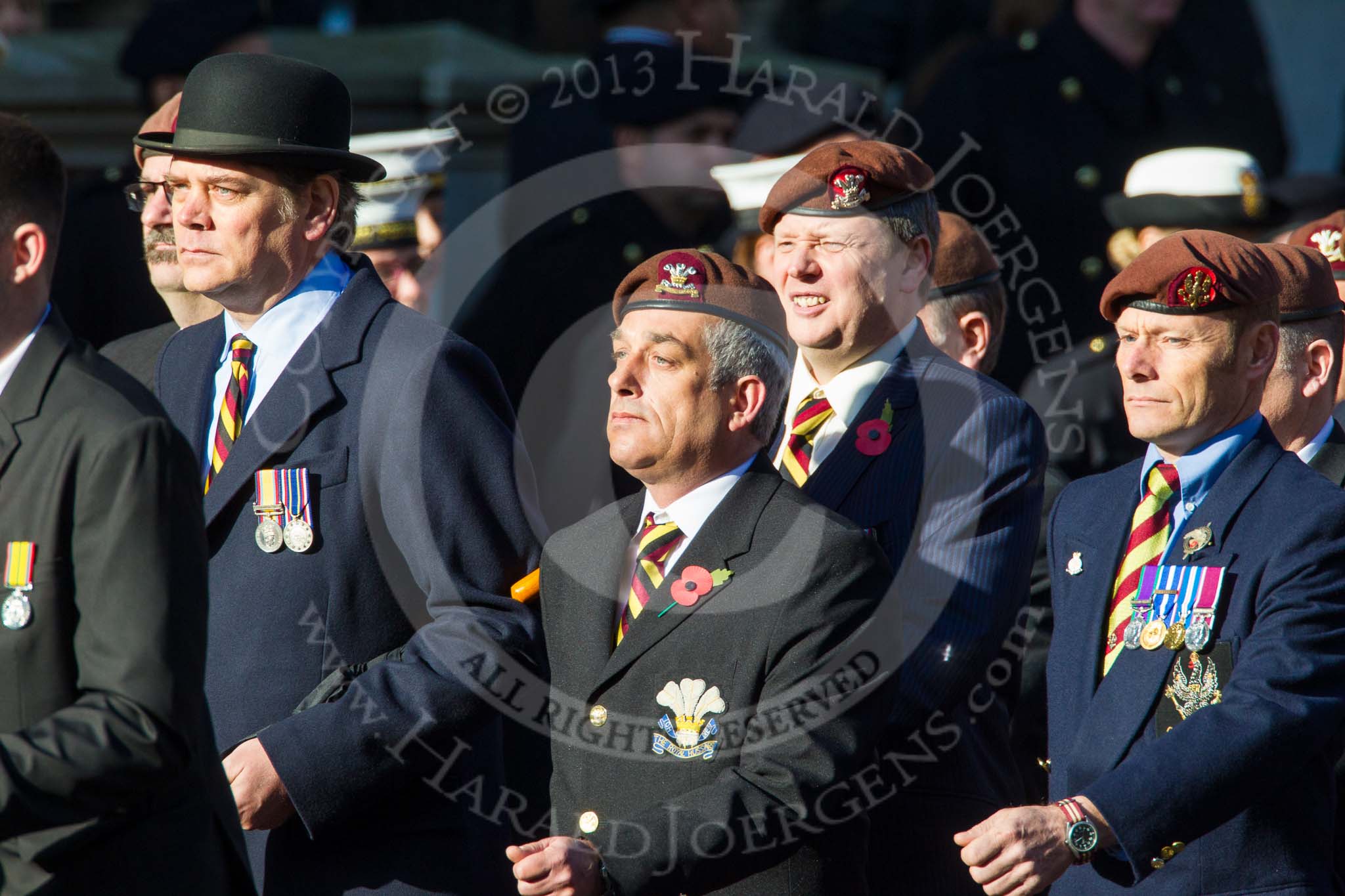 Remembrance Sunday at the Cenotaph in London 2014: Group B29 - Queen's Royal Hussars (The Queen's Own & Royal Irish).
Press stand opposite the Foreign Office building, Whitehall, London SW1,
London,
Greater London,
United Kingdom,
on 09 November 2014 at 12:12, image #1832