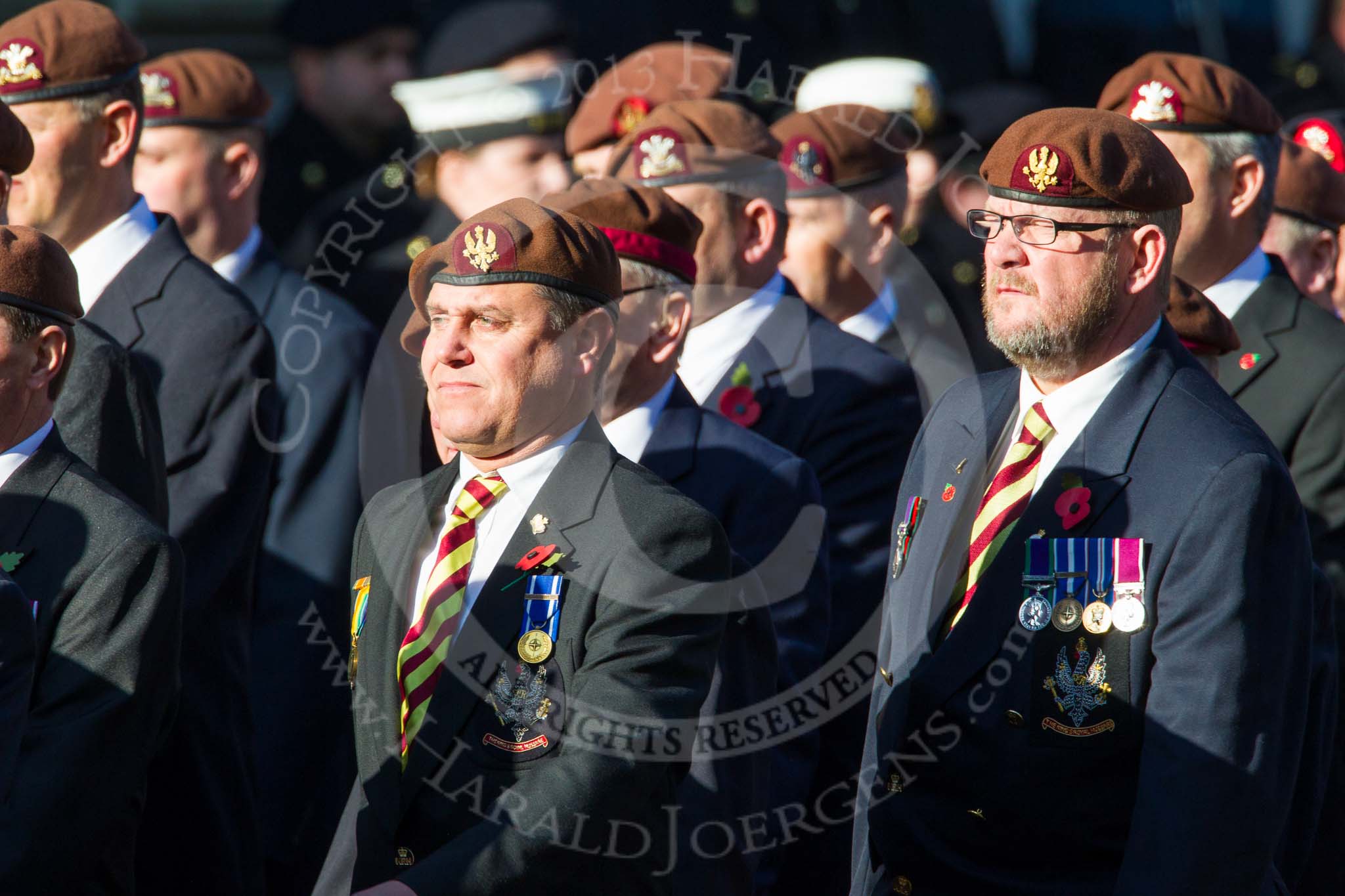 Remembrance Sunday at the Cenotaph in London 2014: Group B29 - Queen's Royal Hussars (The Queen's Own & Royal Irish).
Press stand opposite the Foreign Office building, Whitehall, London SW1,
London,
Greater London,
United Kingdom,
on 09 November 2014 at 12:12, image #1841