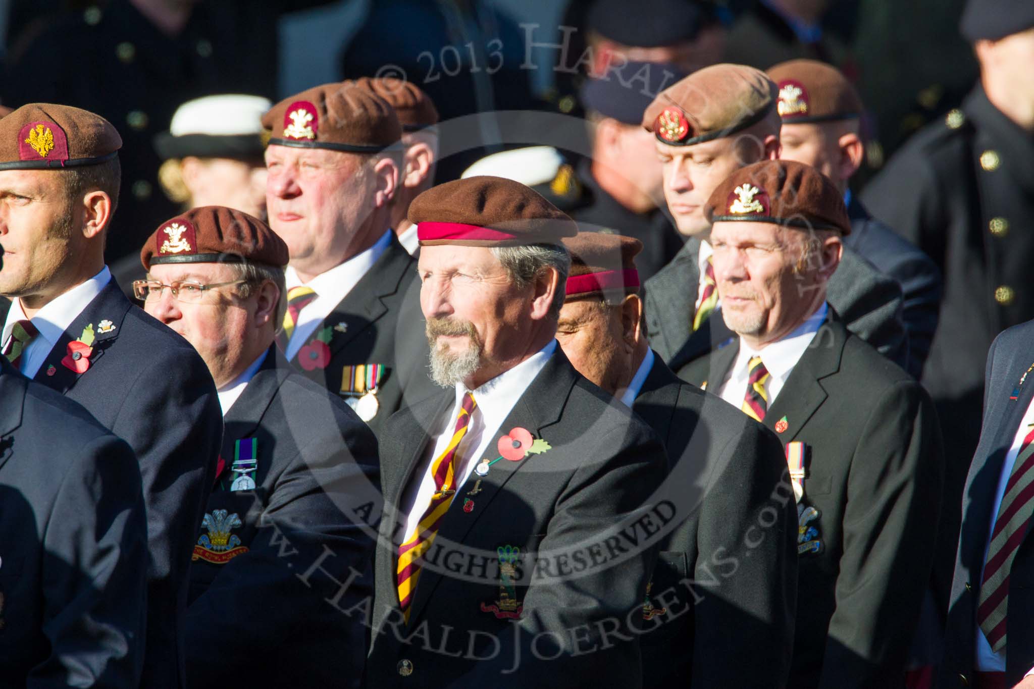 Remembrance Sunday at the Cenotaph in London 2014: Group B29 - Queen's Royal Hussars (The Queen's Own & Royal Irish).
Press stand opposite the Foreign Office building, Whitehall, London SW1,
London,
Greater London,
United Kingdom,
on 09 November 2014 at 12:12, image #1848