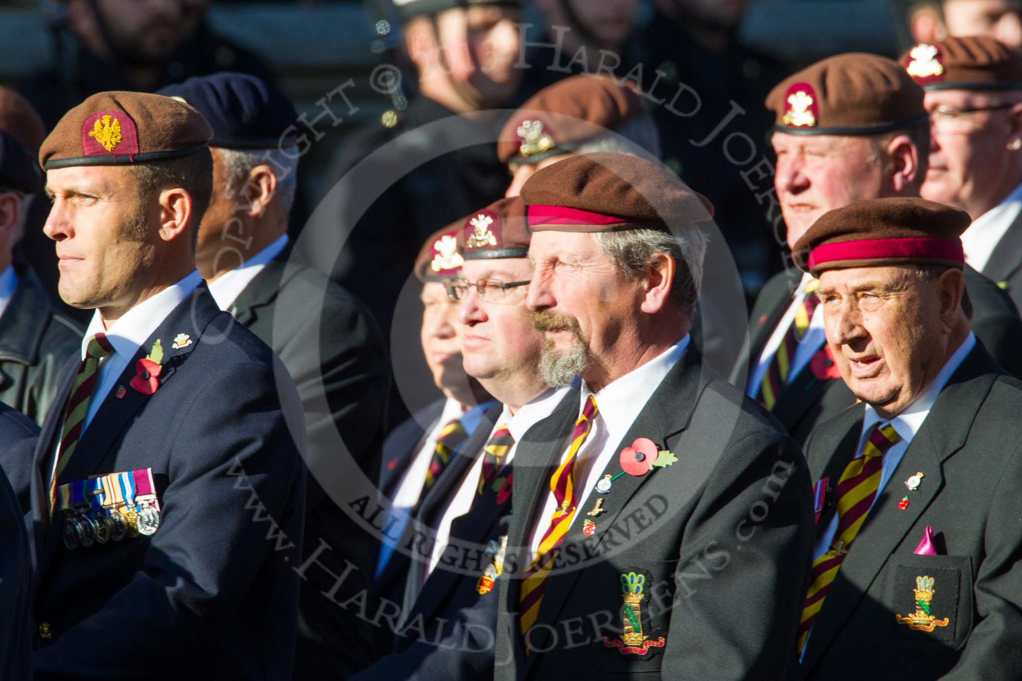 Remembrance Sunday at the Cenotaph in London 2014: Group B29 - Queen's Royal Hussars (The Queen's Own & Royal Irish).
Press stand opposite the Foreign Office building, Whitehall, London SW1,
London,
Greater London,
United Kingdom,
on 09 November 2014 at 12:12, image #1854