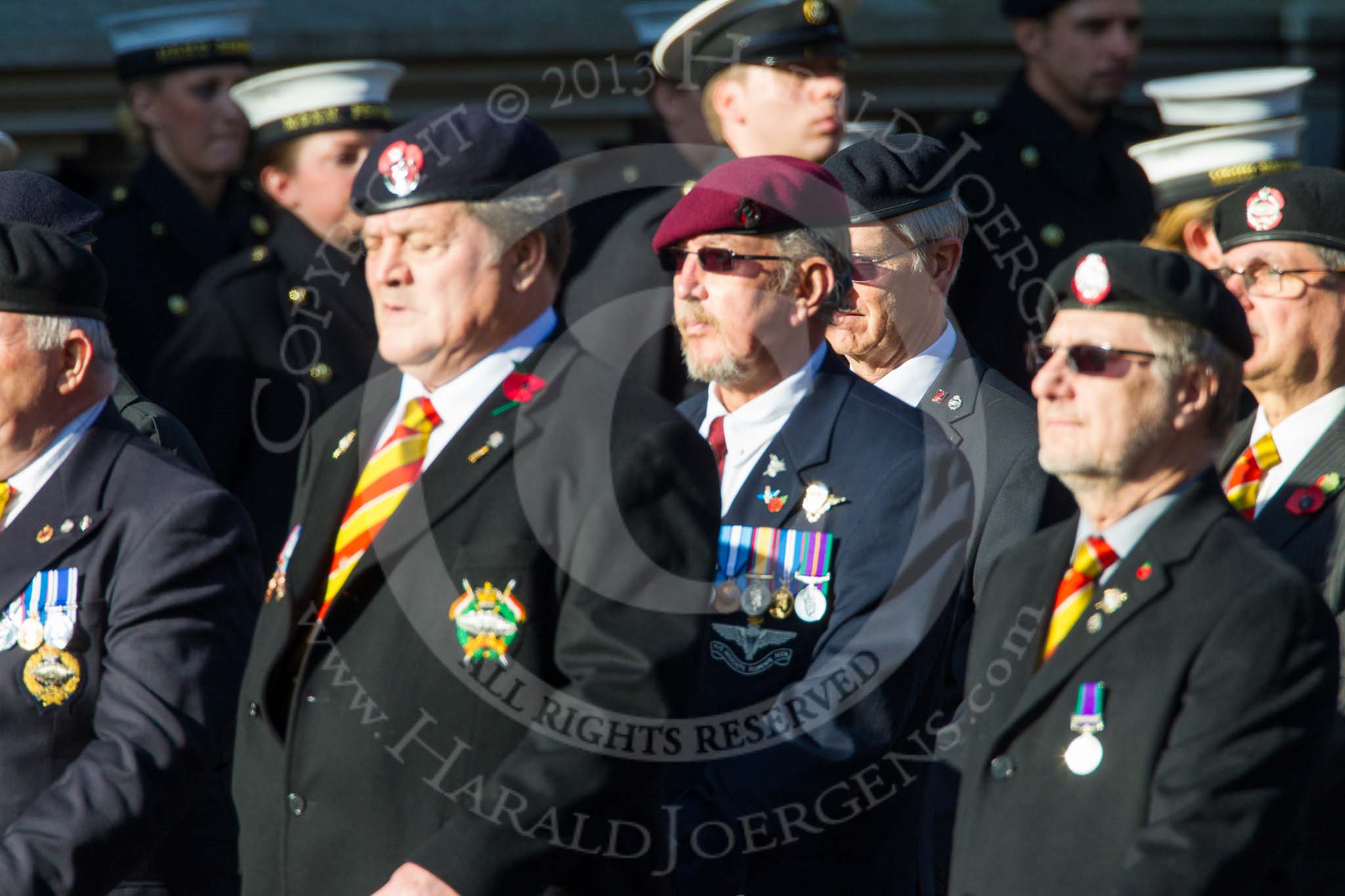 Remembrance Sunday at the Cenotaph in London 2014: Group B29 - Queen's Royal Hussars (The Queen's Own & Royal Irish).
Press stand opposite the Foreign Office building, Whitehall, London SW1,
London,
Greater London,
United Kingdom,
on 09 November 2014 at 12:12, image #1866