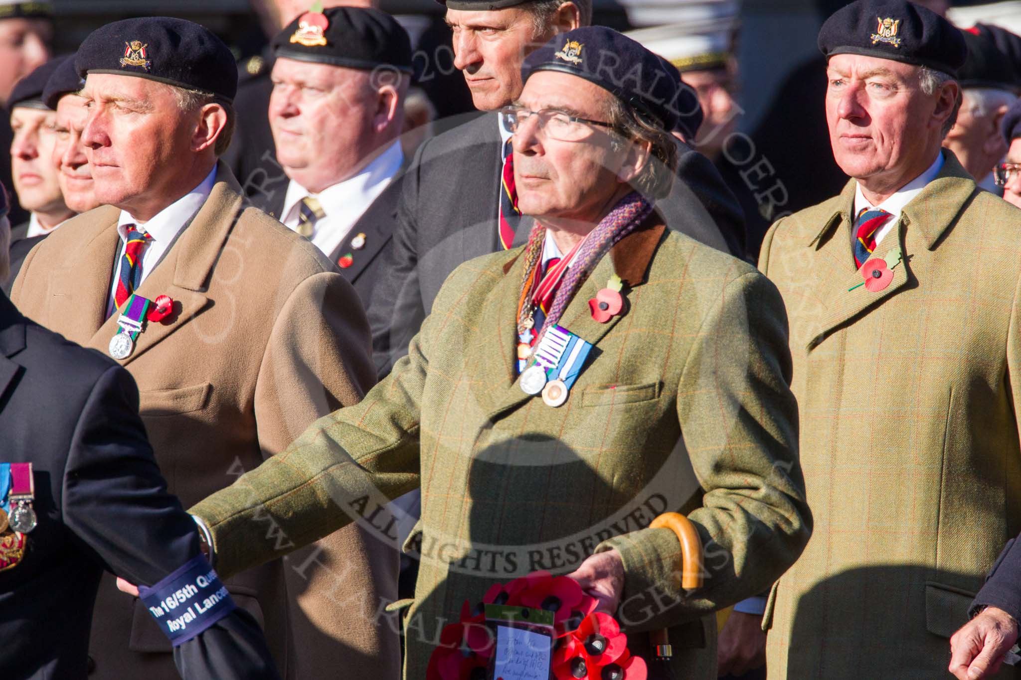 Remembrance Sunday at the Cenotaph in London 2014: Group B30 - 16/5th Queen's Royal Lancers.
Press stand opposite the Foreign Office building, Whitehall, London SW1,
London,
Greater London,
United Kingdom,
on 09 November 2014 at 12:13, image #1880
