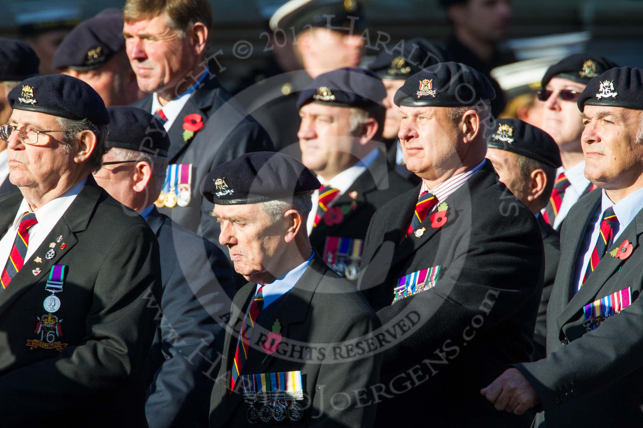 Remembrance Sunday at the Cenotaph in London 2014: Group B30 - 16/5th Queen's Royal Lancers.
Press stand opposite the Foreign Office building, Whitehall, London SW1,
London,
Greater London,
United Kingdom,
on 09 November 2014 at 12:13, image #1897