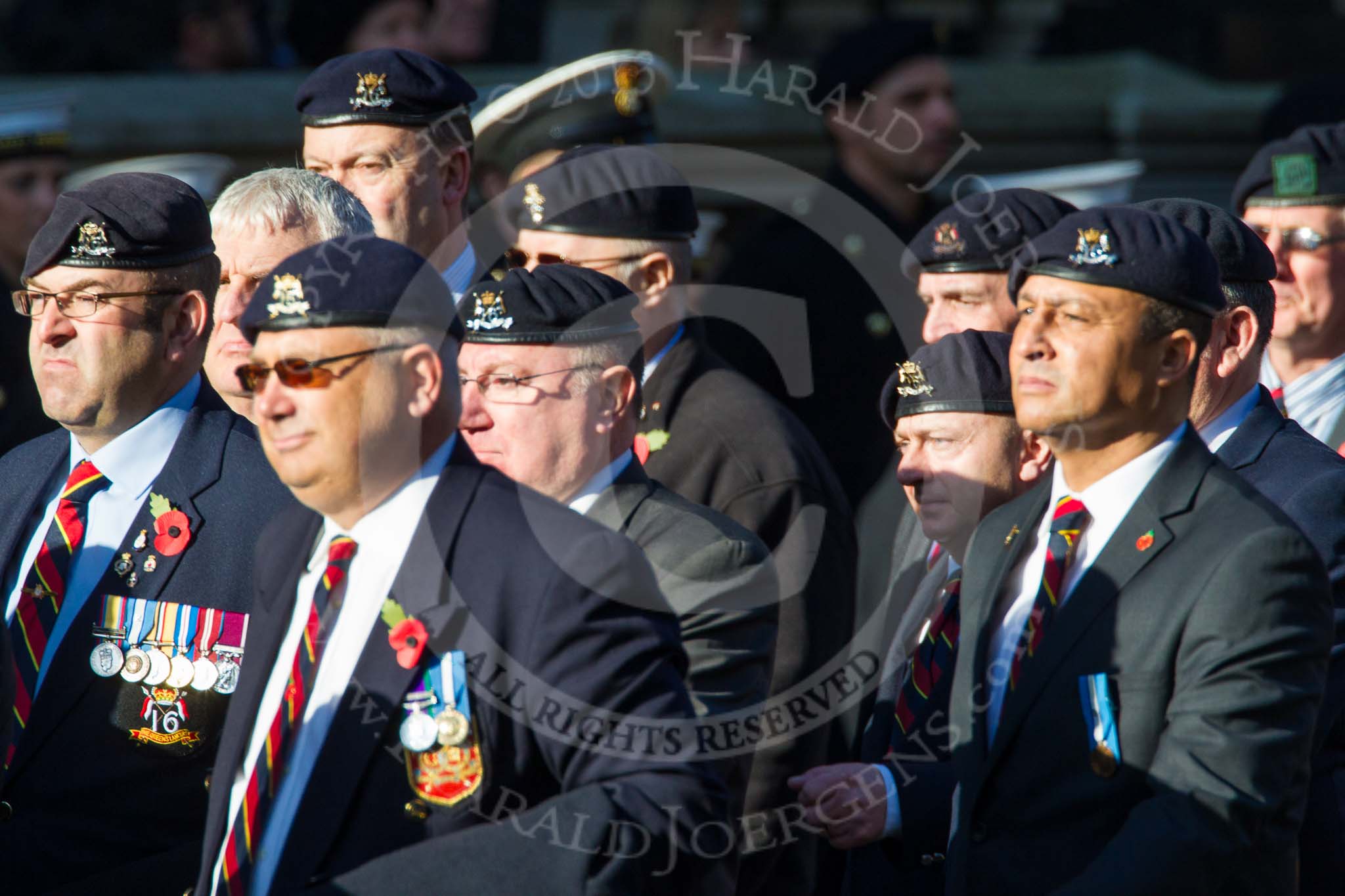 Remembrance Sunday at the Cenotaph in London 2014: Group B30 - 16/5th Queen's Royal Lancers.
Press stand opposite the Foreign Office building, Whitehall, London SW1,
London,
Greater London,
United Kingdom,
on 09 November 2014 at 12:13, image #1901