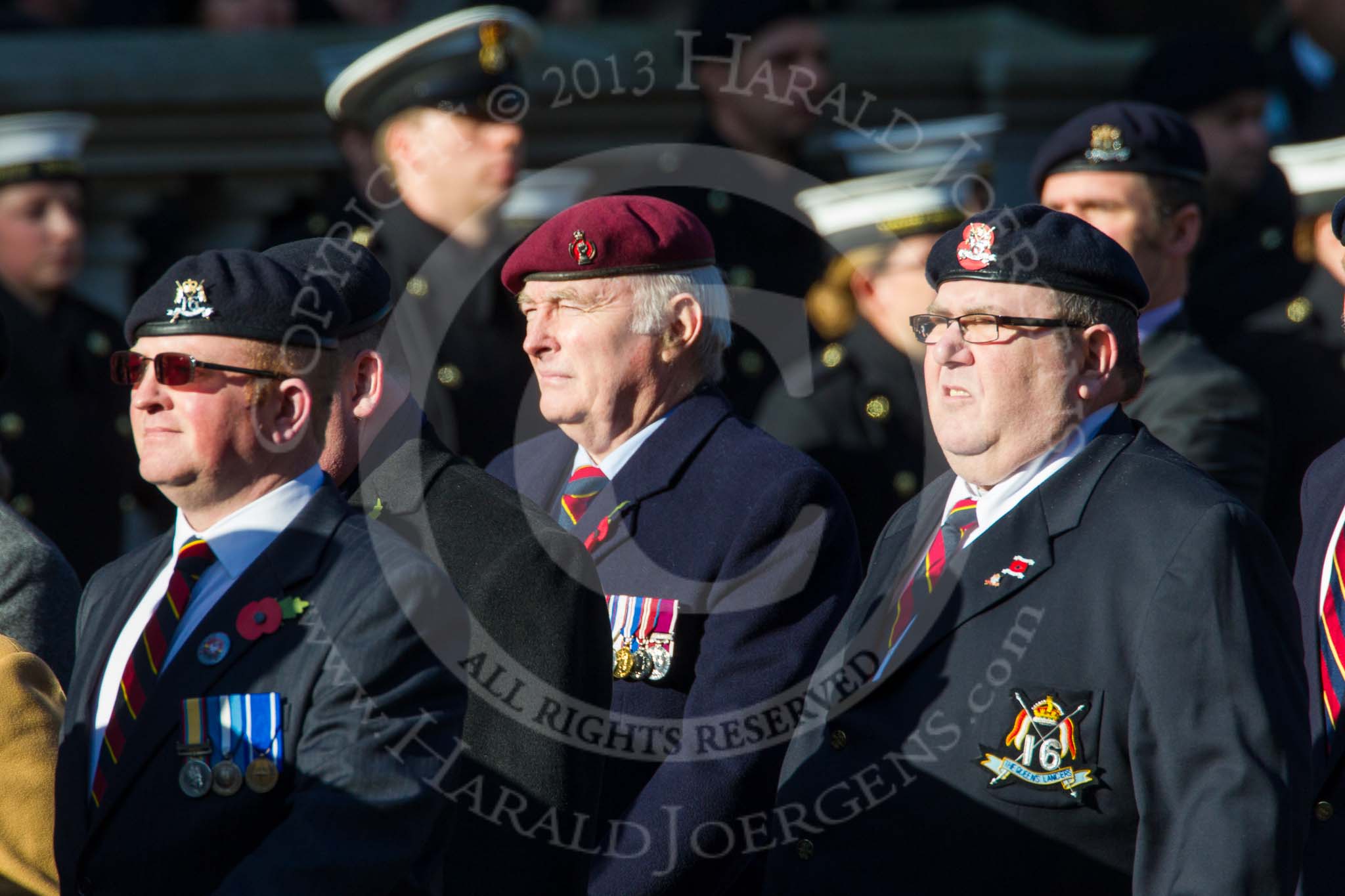 Remembrance Sunday at the Cenotaph in London 2014: Group B30 - 16/5th Queen's Royal Lancers.
Press stand opposite the Foreign Office building, Whitehall, London SW1,
London,
Greater London,
United Kingdom,
on 09 November 2014 at 12:13, image #1906