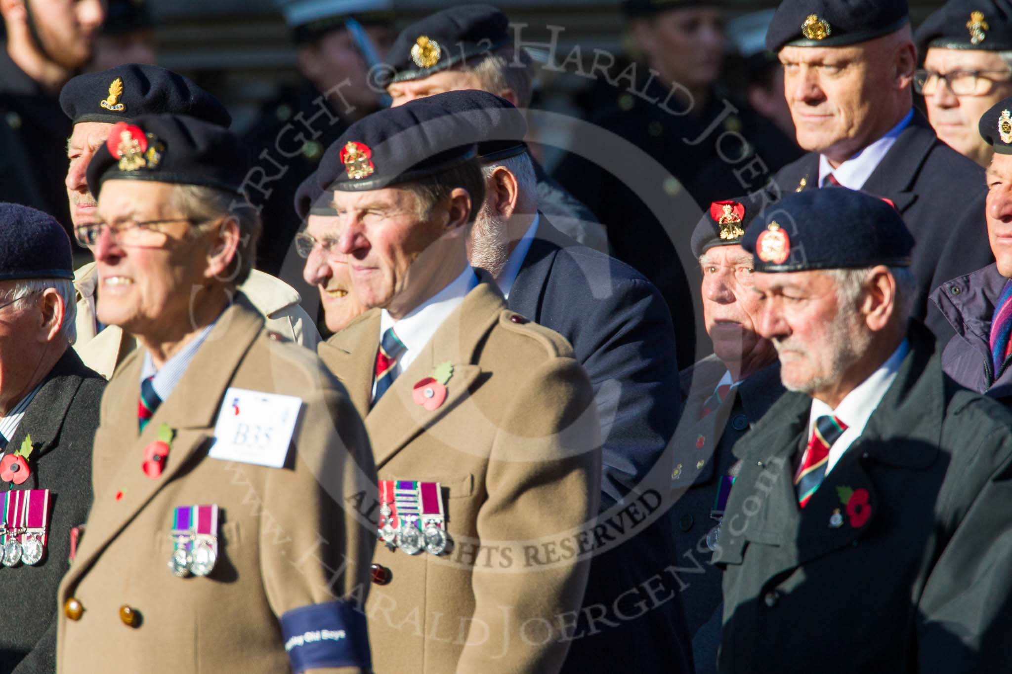 Remembrance Sunday at the Cenotaph in London 2014: Group B35 - Beachley Old Boys Association.
Press stand opposite the Foreign Office building, Whitehall, London SW1,
London,
Greater London,
United Kingdom,
on 09 November 2014 at 12:14, image #1930