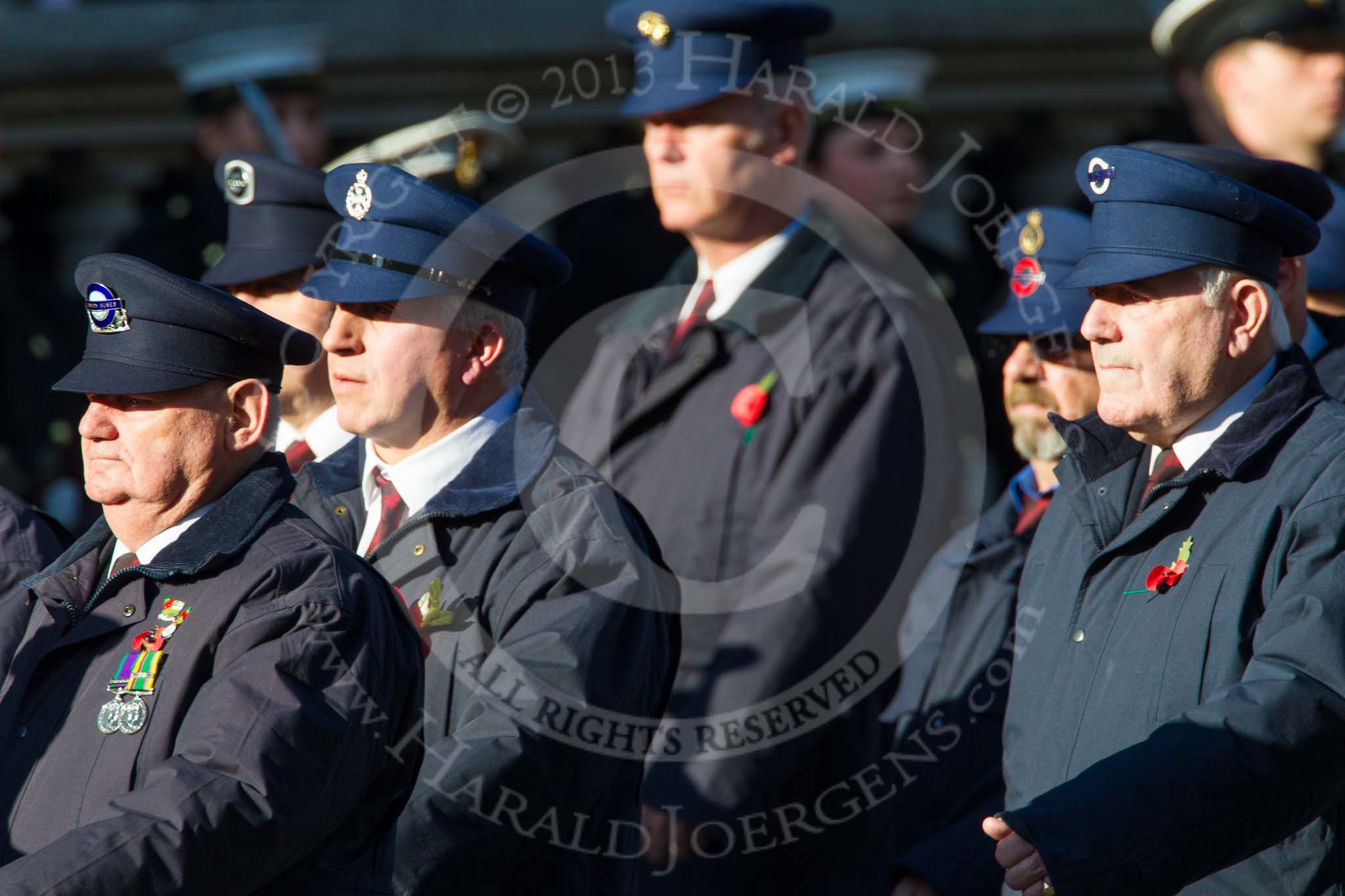 Remembrance Sunday at the Cenotaph in London 2014: Group M1 - Transport For London.
Press stand opposite the Foreign Office building, Whitehall, London SW1,
London,
Greater London,
United Kingdom,
on 09 November 2014 at 12:15, image #1967