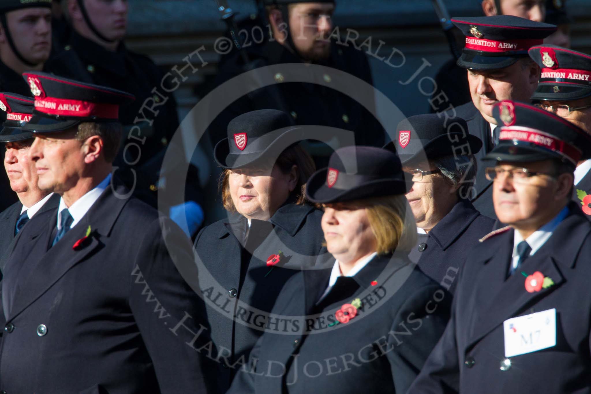 Remembrance Sunday at the Cenotaph in London 2014: Group M7 - Salvation Army.
Press stand opposite the Foreign Office building, Whitehall, London SW1,
London,
Greater London,
United Kingdom,
on 09 November 2014 at 12:15, image #2029