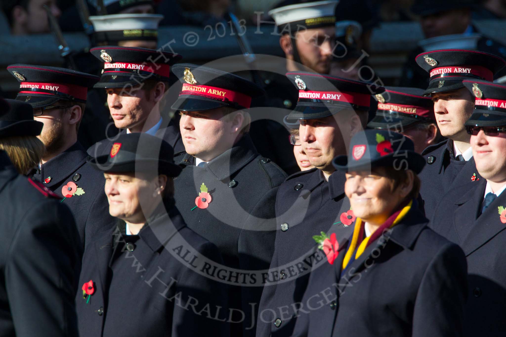 Remembrance Sunday at the Cenotaph in London 2014: Group M7 - Salvation Army.
Press stand opposite the Foreign Office building, Whitehall, London SW1,
London,
Greater London,
United Kingdom,
on 09 November 2014 at 12:16, image #2034