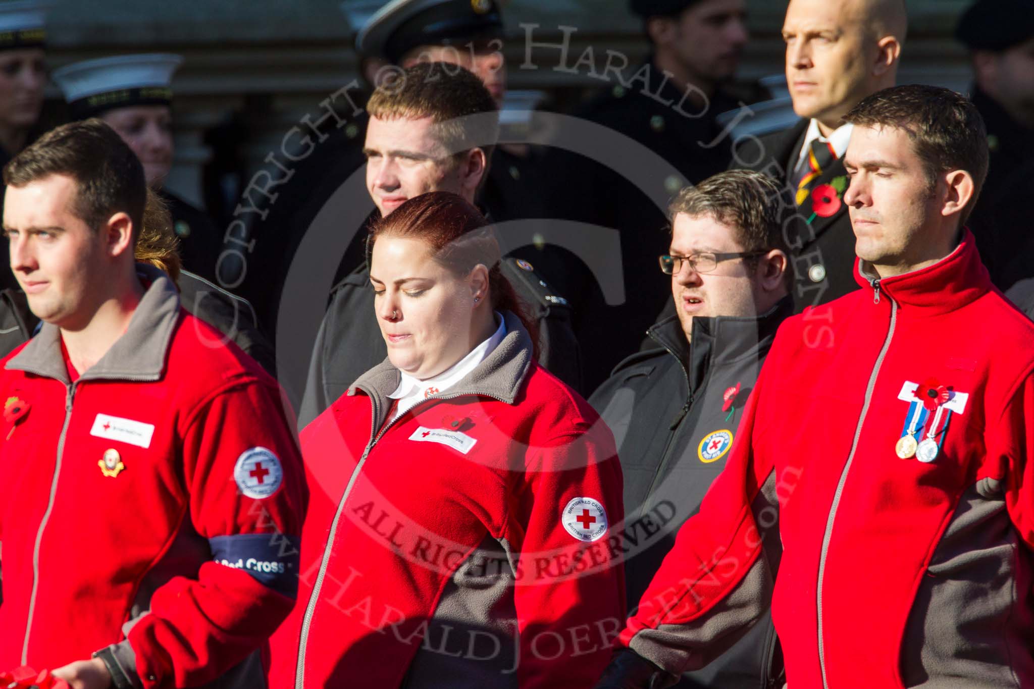 Remembrance Sunday at the Cenotaph in London 2014: Group M16 - British Red Cross.
Press stand opposite the Foreign Office building, Whitehall, London SW1,
London,
Greater London,
United Kingdom,
on 09 November 2014 at 12:17, image #2099