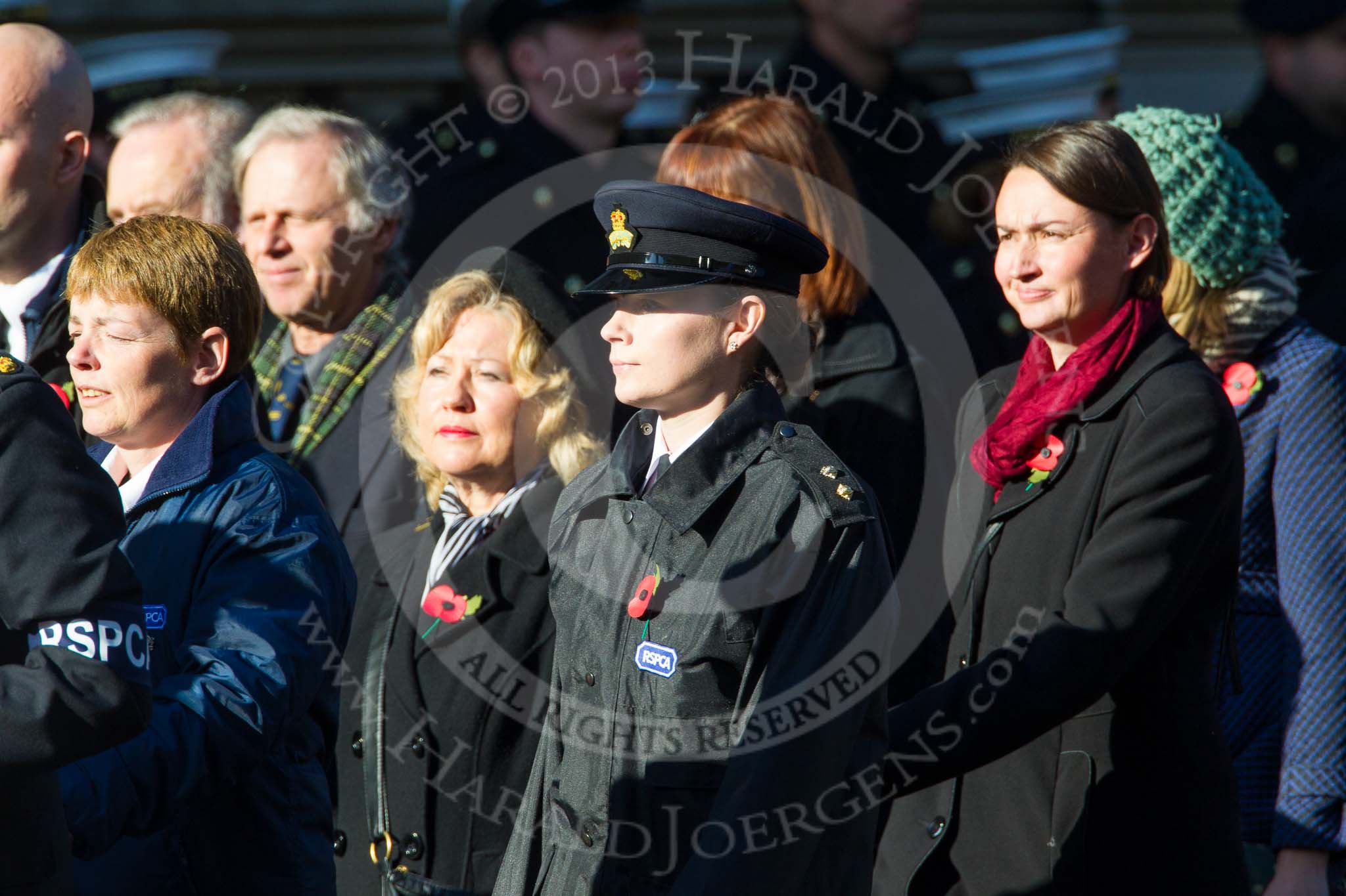 Remembrance Sunday at the Cenotaph in London 2014: Group M25 - Royal Society for the Prevention of Cruelty to Animals (RSPCA).
Press stand opposite the Foreign Office building, Whitehall, London SW1,
London,
Greater London,
United Kingdom,
on 09 November 2014 at 12:18, image #2192