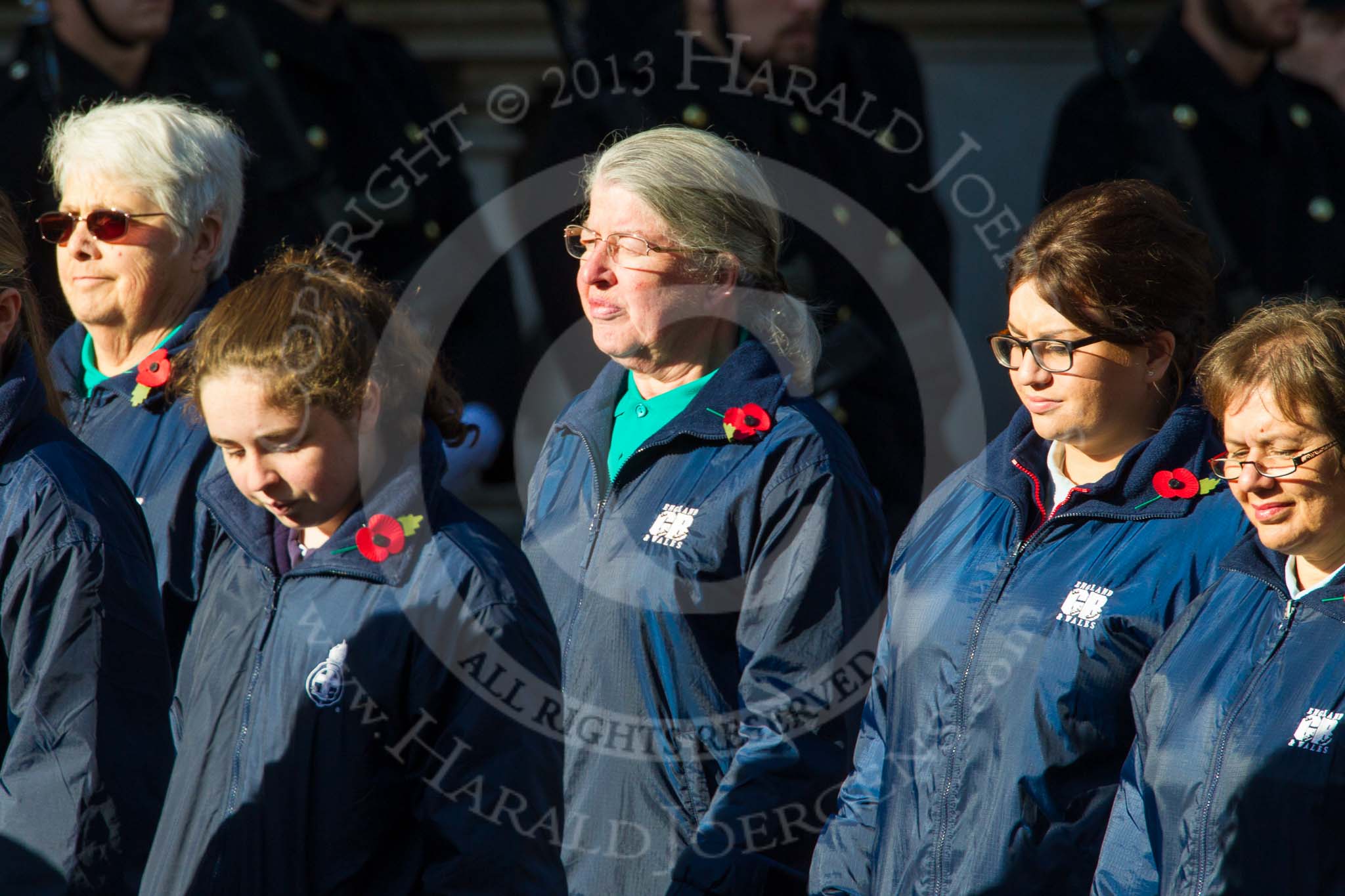 Remembrance Sunday at the Cenotaph in London 2014: Group M52 - Girls Brigade England & Wales.
Press stand opposite the Foreign Office building, Whitehall, London SW1,
London,
Greater London,
United Kingdom,
on 09 November 2014 at 12:22, image #2339