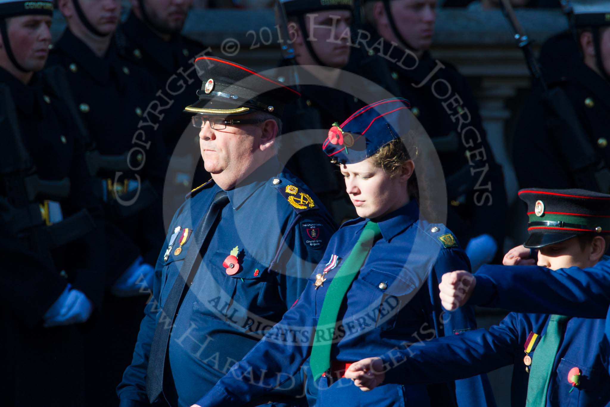 Remembrance Sunday at the Cenotaph in London 2014: Group M53 - Church Lads & Church Girls Brigade.
Press stand opposite the Foreign Office building, Whitehall, London SW1,
London,
Greater London,
United Kingdom,
on 09 November 2014 at 12:22, image #2341