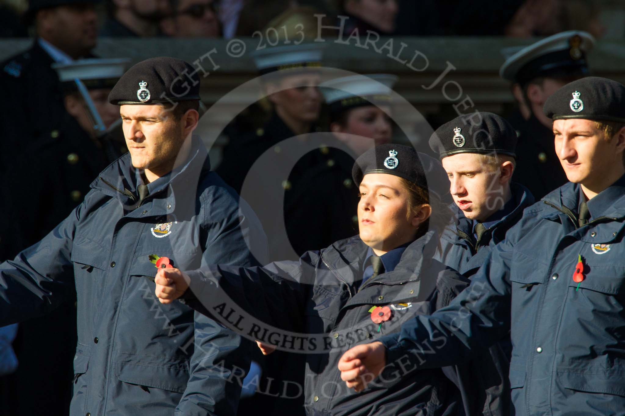 Remembrance Sunday at the Cenotaph in London 2014: Group M54 - Metropolitan Police Volunteer Police Cadets.
Press stand opposite the Foreign Office building, Whitehall, London SW1,
London,
Greater London,
United Kingdom,
on 09 November 2014 at 12:22, image #2355