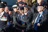 Remembrance Sunday at the Cenotaph in London 2014: Group A3 - The Rifles & Royal Gloucestershire, Berkshire & Wiltshire Regimental Association.
Press stand opposite the Foreign Office building, Whitehall, London SW1,
London,
Greater London,
United Kingdom,
on 09 November 2014 at 11:59, image #1125