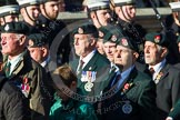 Remembrance Sunday at the Cenotaph in London 2014: Group A9 - Royal Green Jackets Association.
Press stand opposite the Foreign Office building, Whitehall, London SW1,
London,
Greater London,
United Kingdom,
on 09 November 2014 at 12:01, image #1191
