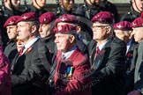 Remembrance Sunday at the Cenotaph in London 2014: Group A10 - Parachute Regimental Association.
Press stand opposite the Foreign Office building, Whitehall, London SW1,
London,
Greater London,
United Kingdom,
on 09 November 2014 at 12:01, image #1223