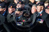 Remembrance Sunday at the Cenotaph in London 2014: Group A36 - The Staffordshire Regiment.
Press stand opposite the Foreign Office building, Whitehall, London SW1,
London,
Greater London,
United Kingdom,
on 09 November 2014 at 12:06, image #1473