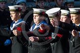 Remembrance Sunday at the Cenotaph in London 2014: Group M45 - Sea Cadet Corps.
Press stand opposite the Foreign Office building, Whitehall, London SW1,
London,
Greater London,
United Kingdom,
on 09 November 2014 at 12:21, image #2275