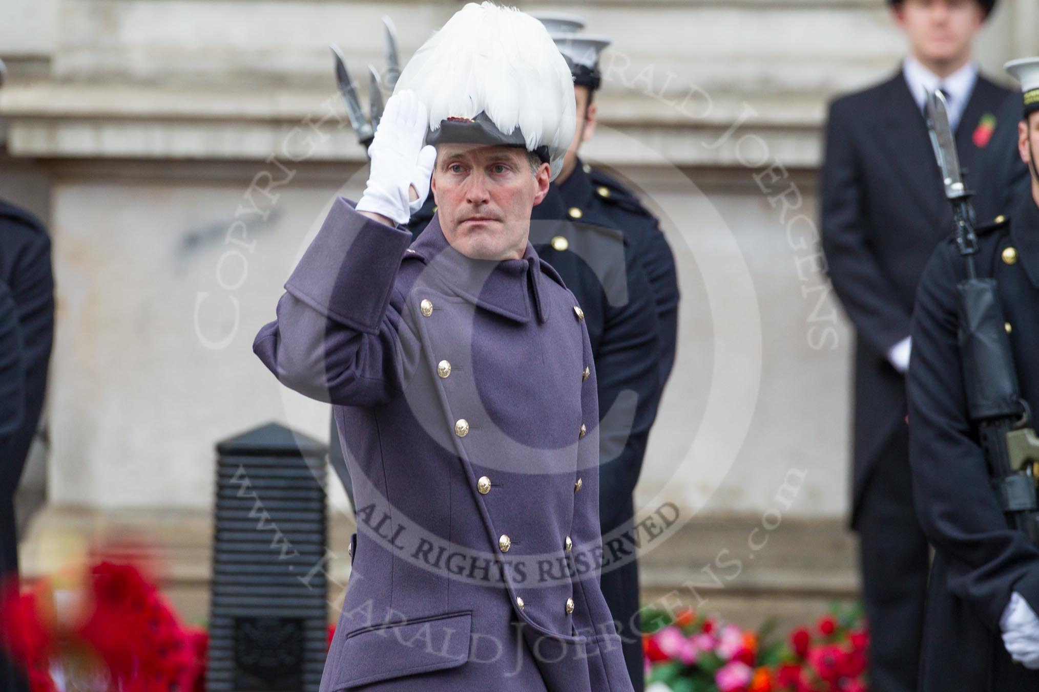 Remembrance Sunday at the Cenotaph in London 2014: Major-General Edward Smyth-Osbourne CBE, the Major-General commanding the Household Division.
Press stand opposite the Foreign Office building, Whitehall, London SW1,
London,
Greater London,
United Kingdom,
on 09 November 2014 at 10:54, image #115