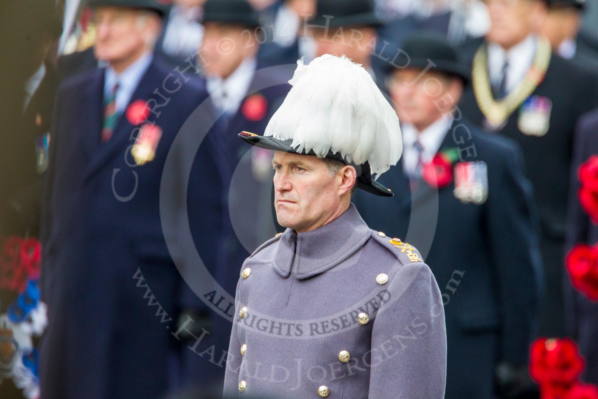 Remembrance Sunday at the Cenotaph in London 2014: Major-General Edward Alexander Smyth-Osbourne, General Officer Commanding the London District.
Press stand opposite the Foreign Office building, Whitehall, London SW1,
London,
Greater London,
United Kingdom,
on 09 November 2014 at 11:22, image #293
