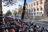 Remembrance Sunday at the Cenotaph in London 2014: 8:50am, Whitehall is already crowded..
Press stand opposite the Foreign Office building, Whitehall, London SW1,
London,
Greater London,
United Kingdom,
on 09 November 2014 at 08:57, image #13