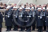 Remembrance Sunday at the Cenotaph in London 2014: The Royal Marines detachment in position on the northern side of Whitehall.
Press stand opposite the Foreign Office building, Whitehall, London SW1,
London,
Greater London,
United Kingdom,
on 09 November 2014 at 10:19, image #39