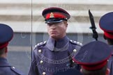 Remembrance Sunday at the Cenotaph in London 2014: A Captain of the Adjutant General's Corps with his detachment.
Press stand opposite the Foreign Office building, Whitehall, London SW1,
London,
Greater London,
United Kingdom,
on 09 November 2014 at 10:30, image #73